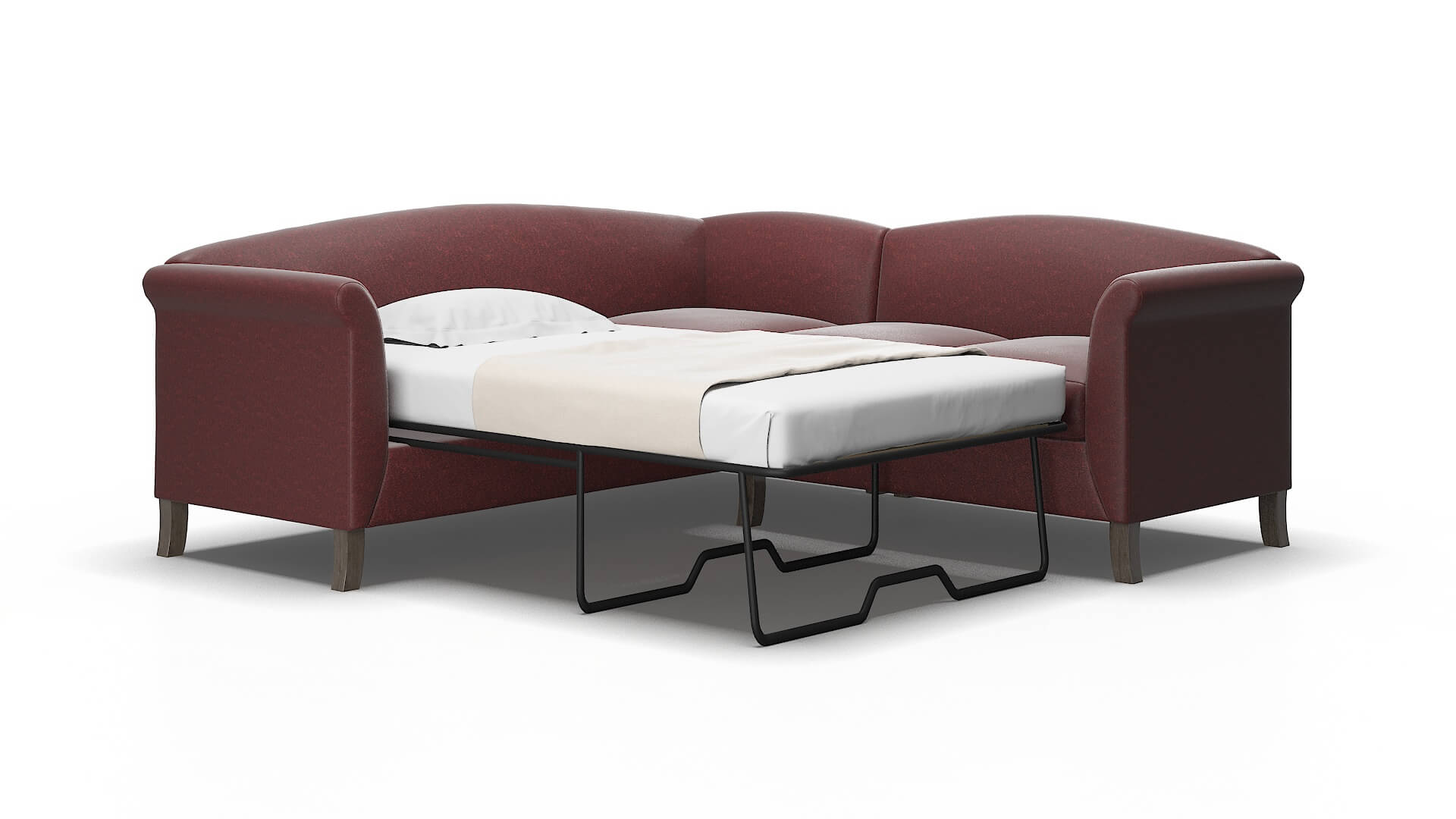 Crete Derby Berry Sectional Sleeper Espresso legs 2