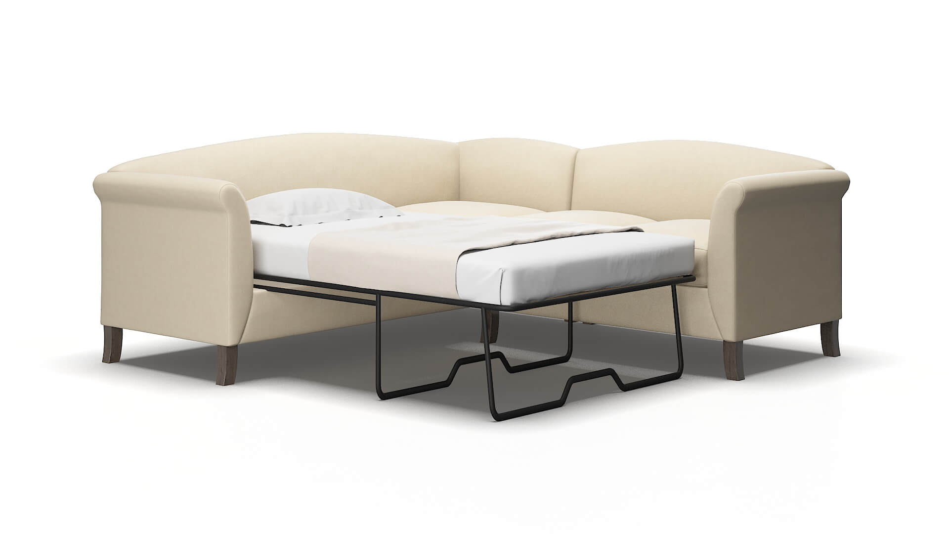 Crete Dream_d almond Sectional sleeper Espresso Legs  2