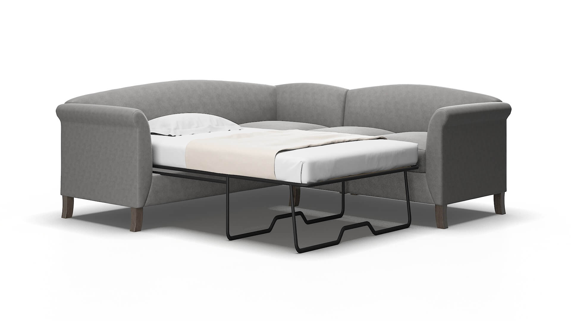 Crete Dream_d charcoal Sectional sleeper Espresso Legs  2