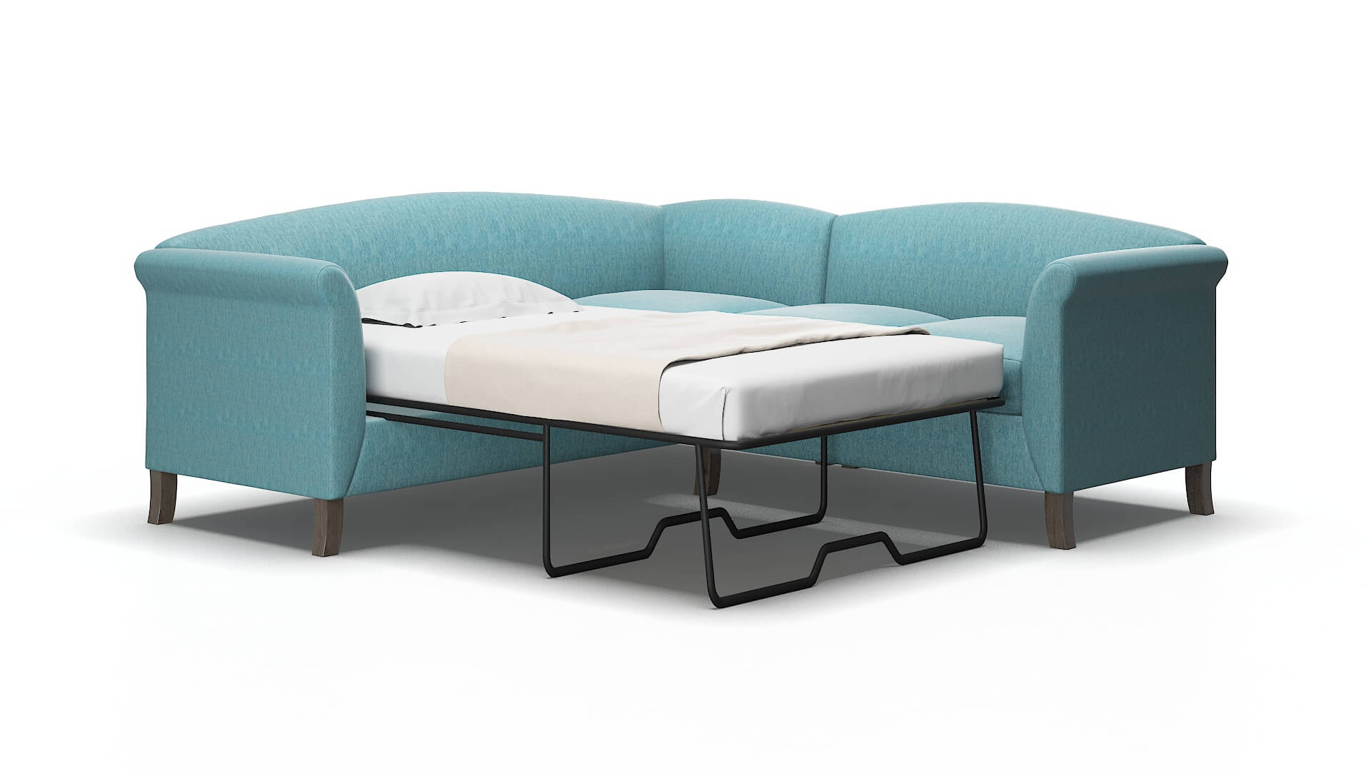 Crete Dream_d peacock Sectional sleeper Espresso Legs  2