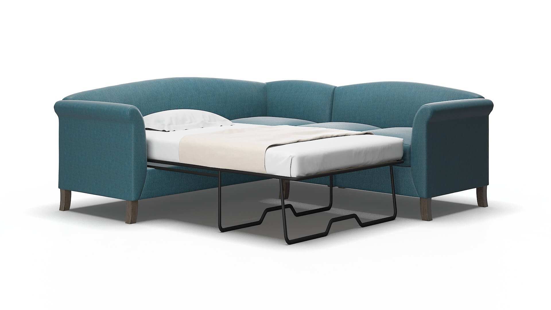 Crete Hepburn teal Sectional sleeper Espresso Legs  2