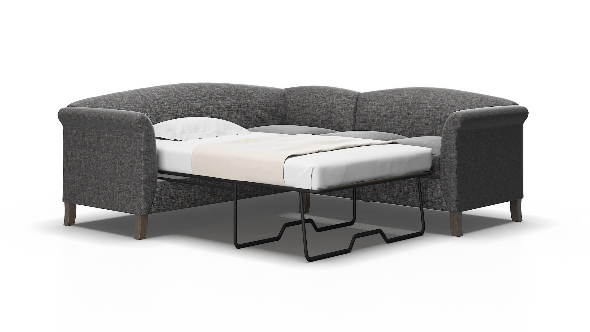 Crete Insight charcoal Sectional sleeper Espresso Legs  2