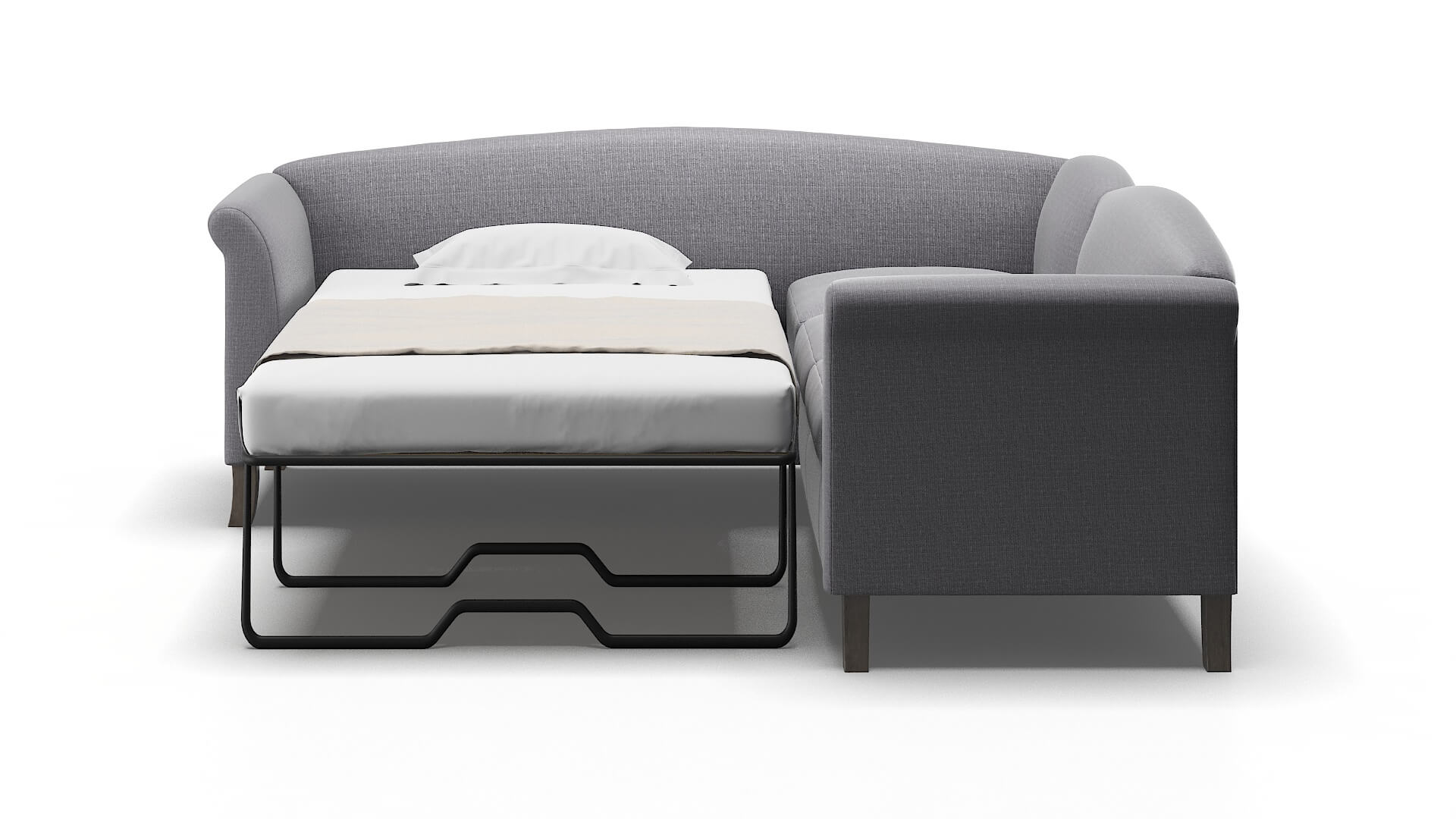 Crete Insight Denim Sectional Sleeper Espresso legs 1