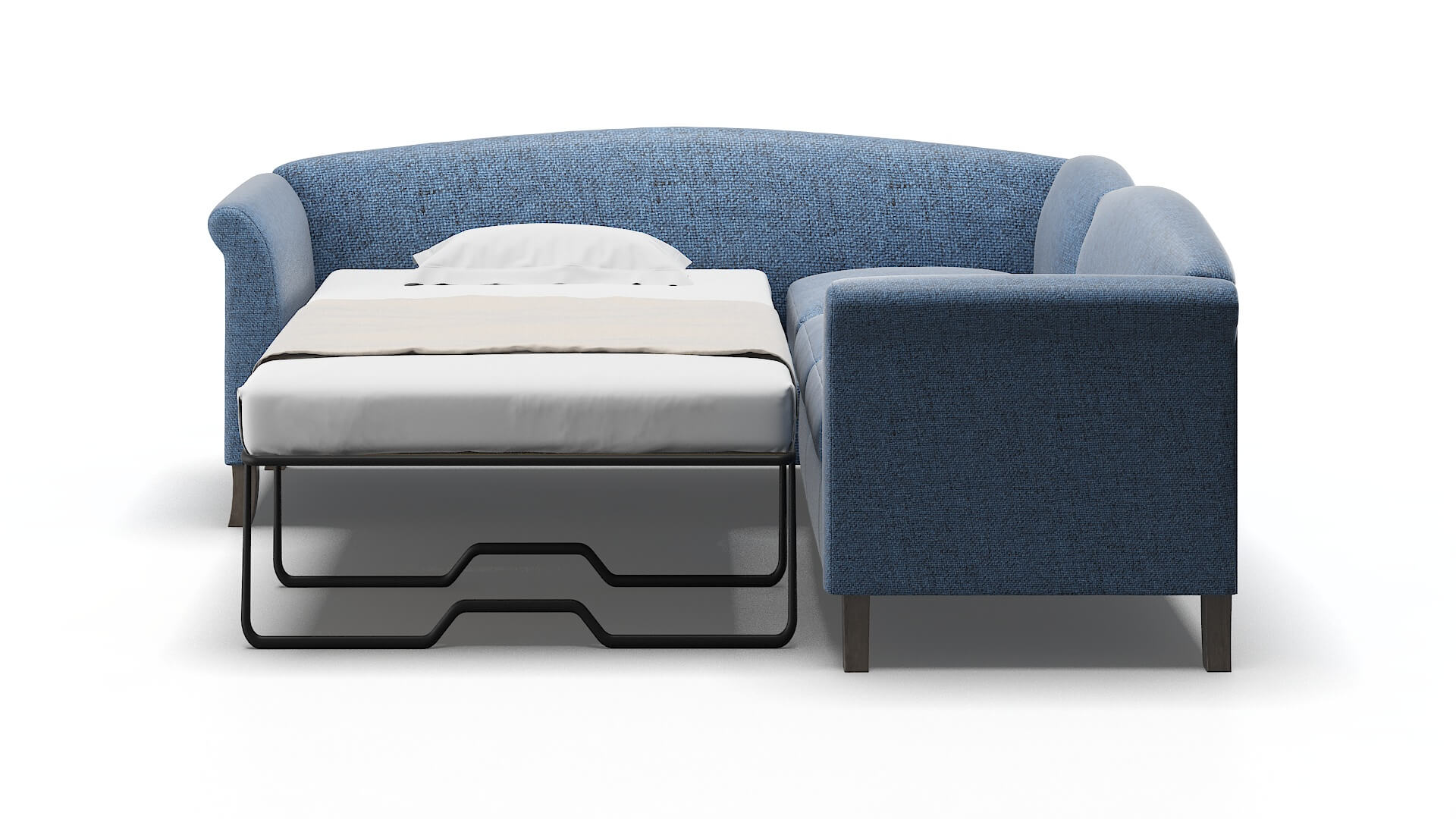 Crete Leslie Indigo Sectional Sleeper Espresso legs 1