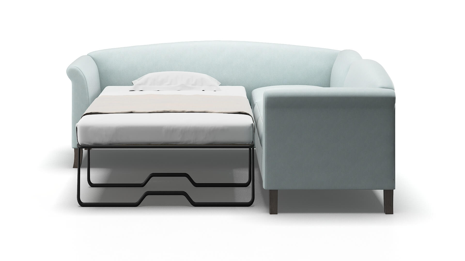 Crete Leslie Robins_egg Sectional Sleeper Espresso legs 1