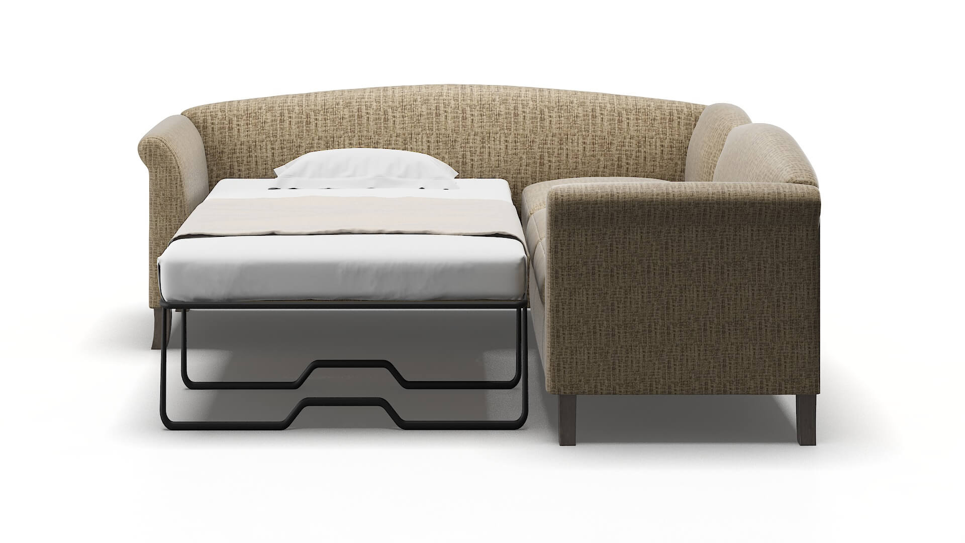 Crete Marcy Camel Sectional Sleeper Espresso legs 1