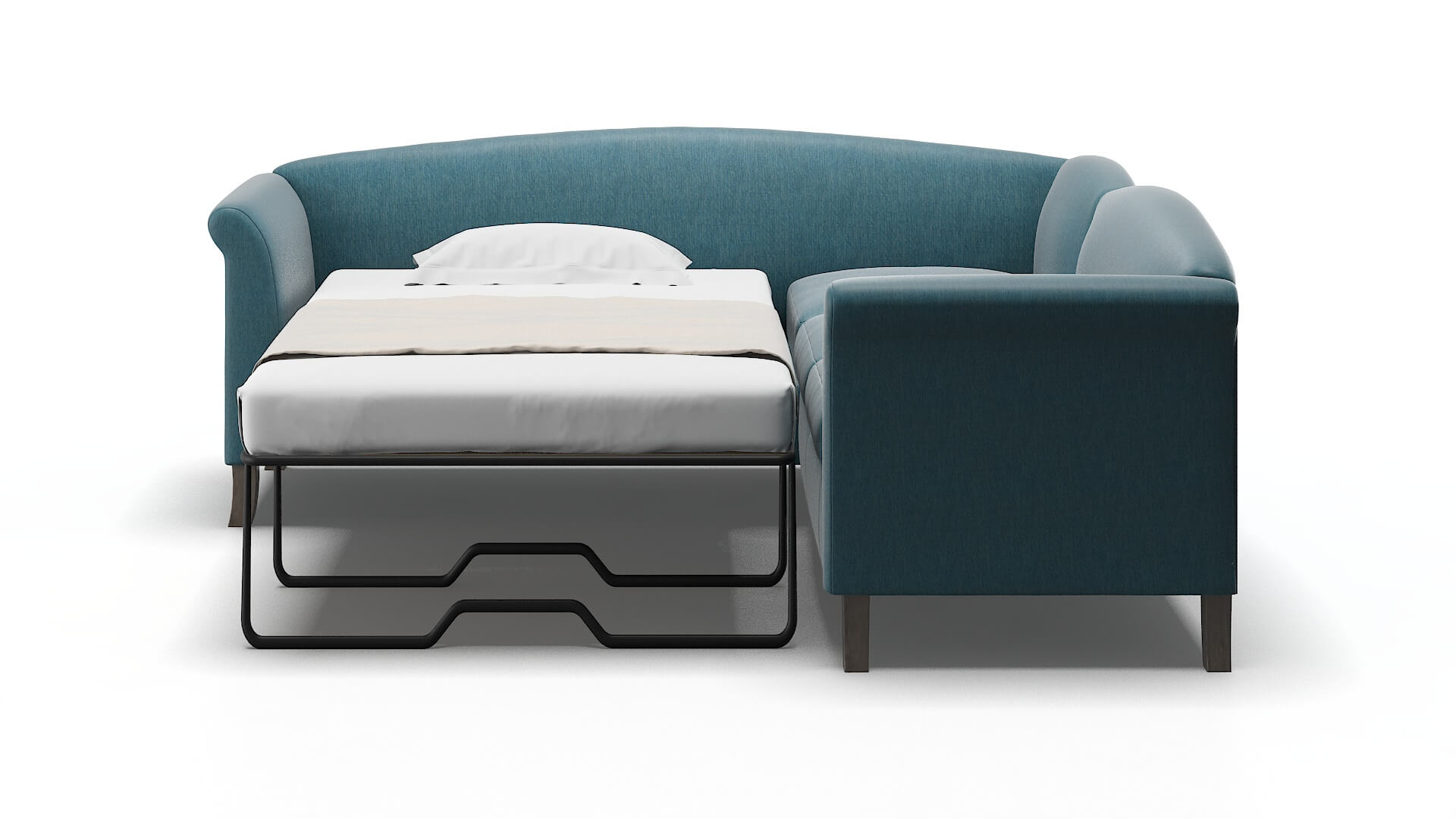 Crete Merit Peacock Sectional Sleeper Espresso legs 1