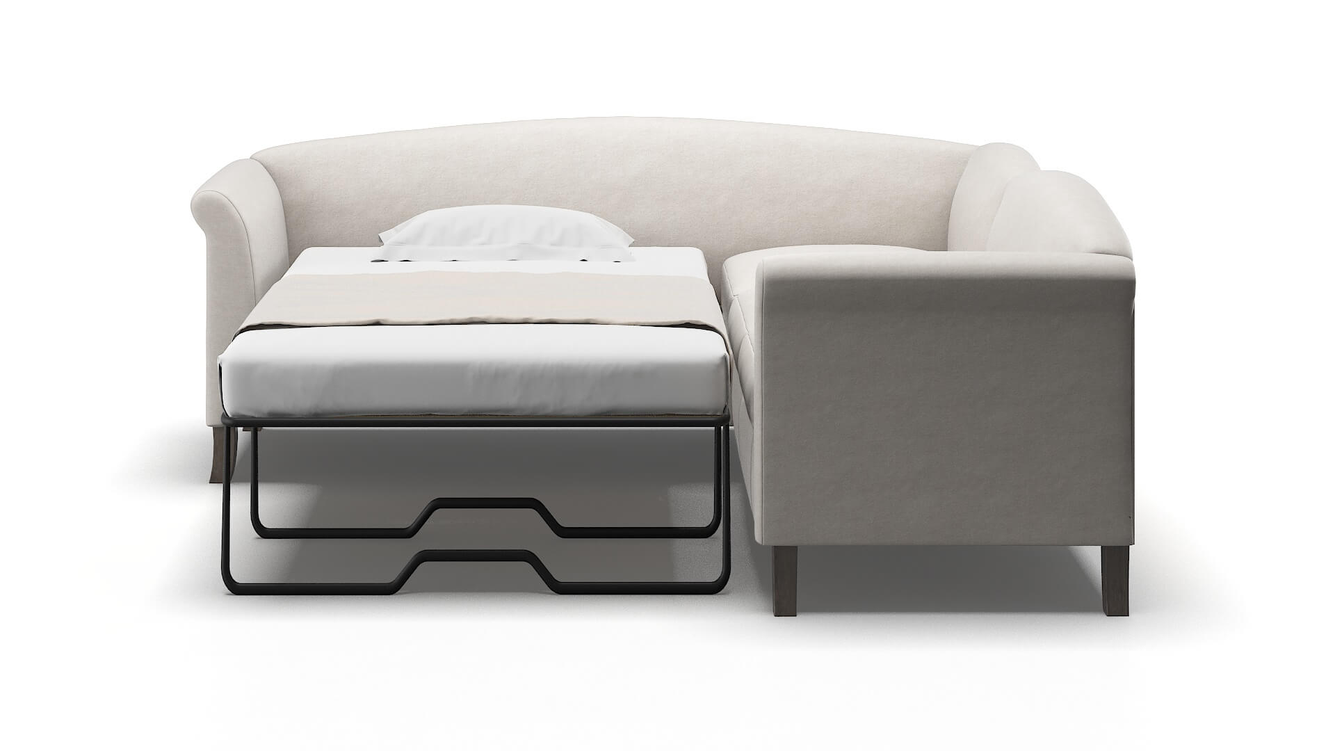 Crete Noble Grey Sectional Sleeper Espresso legs 1