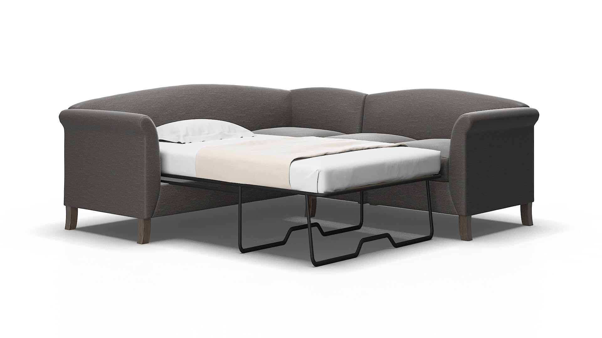 Crete Oscar grey Sectional sleeper Espresso Legs  2