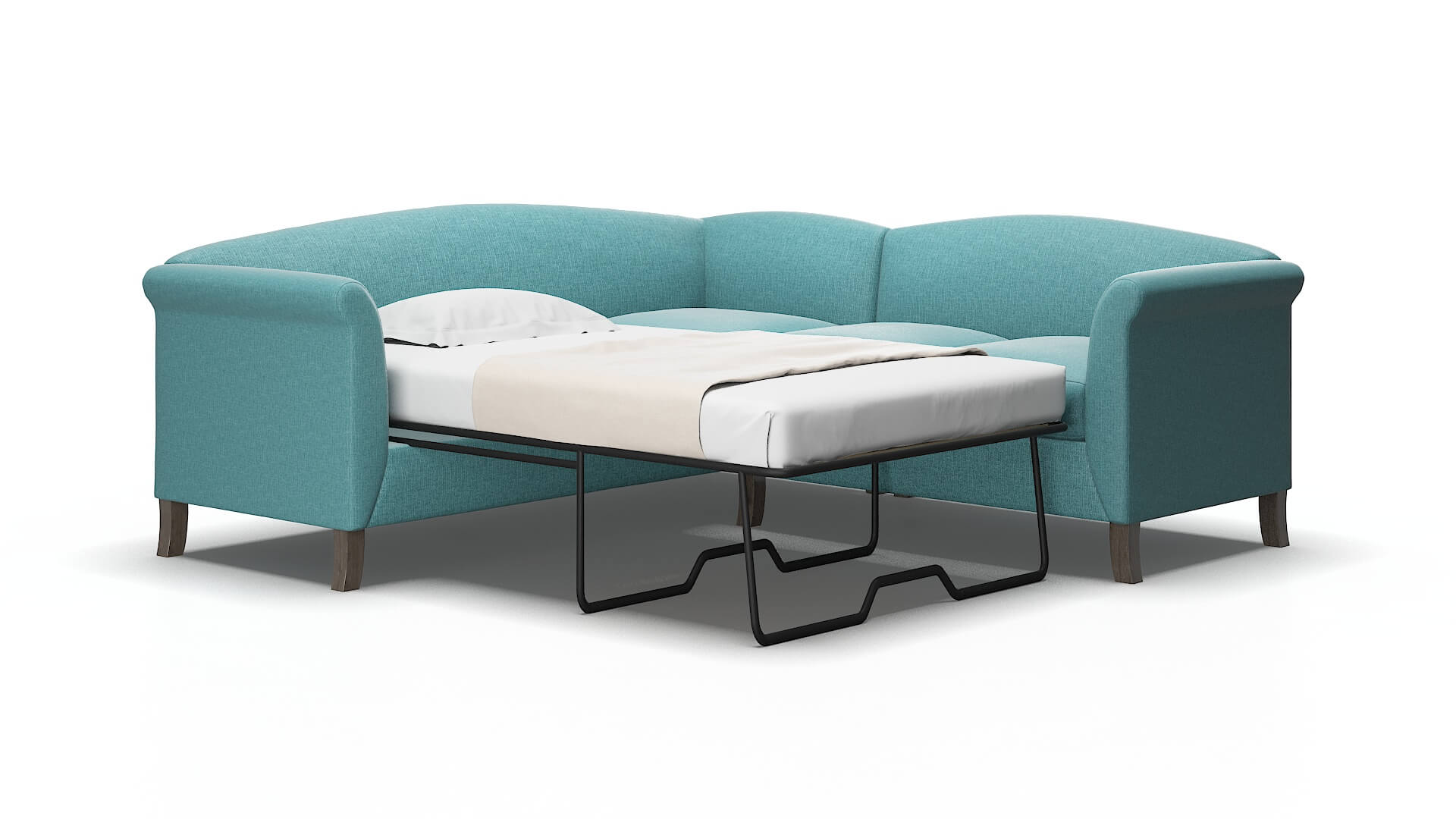 Crete Parker Turquoise Sectional Sleeper espresso legs 2
