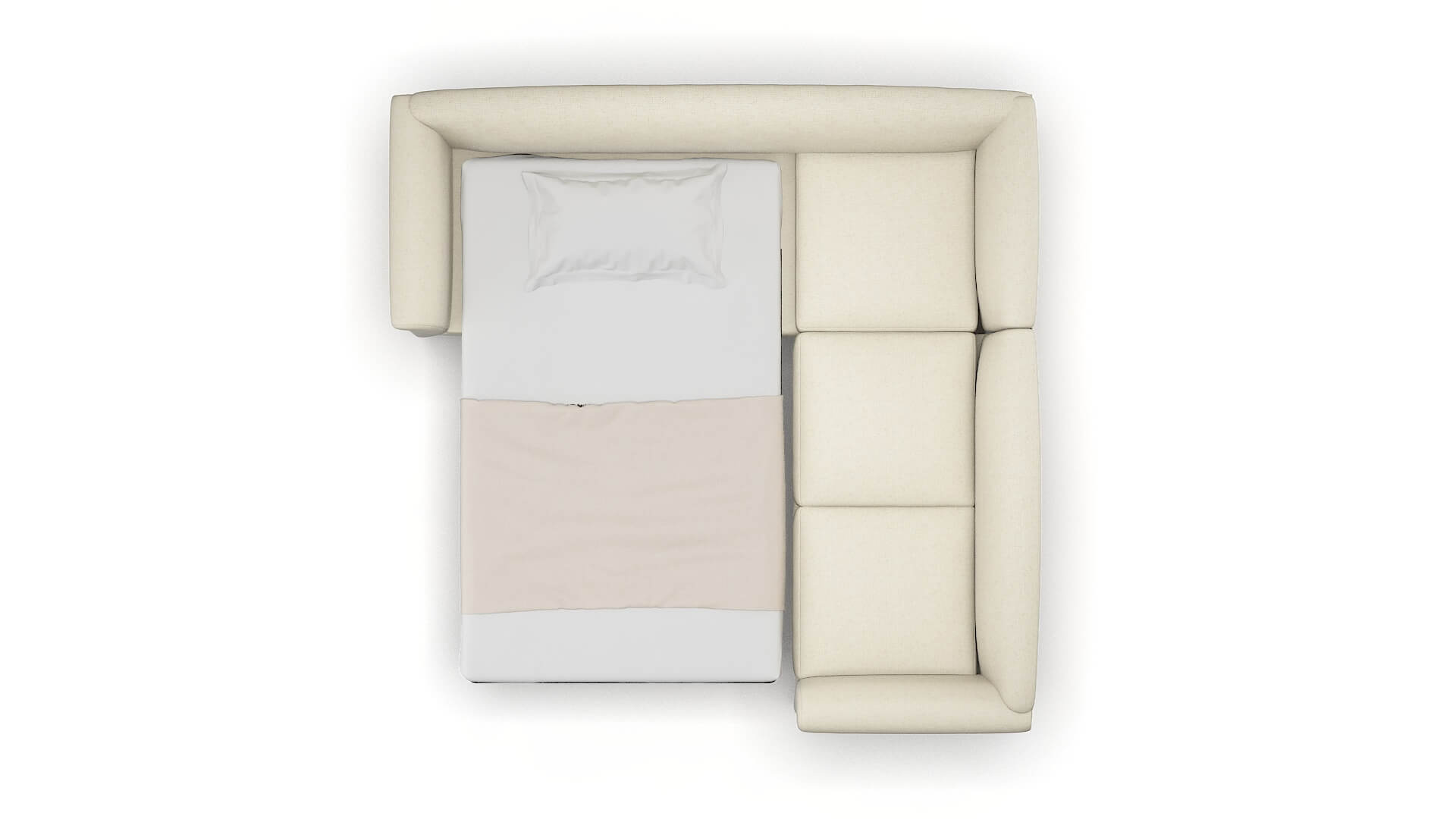 Crete Phoenix Ivory Sectional Sleeper Espresso legs 3