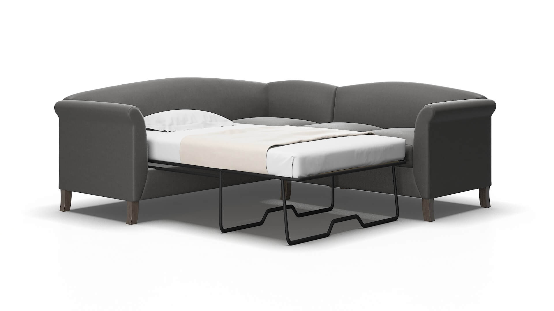 Crete Rocket Charcoal Sectional Sleeper Espresso legs 2