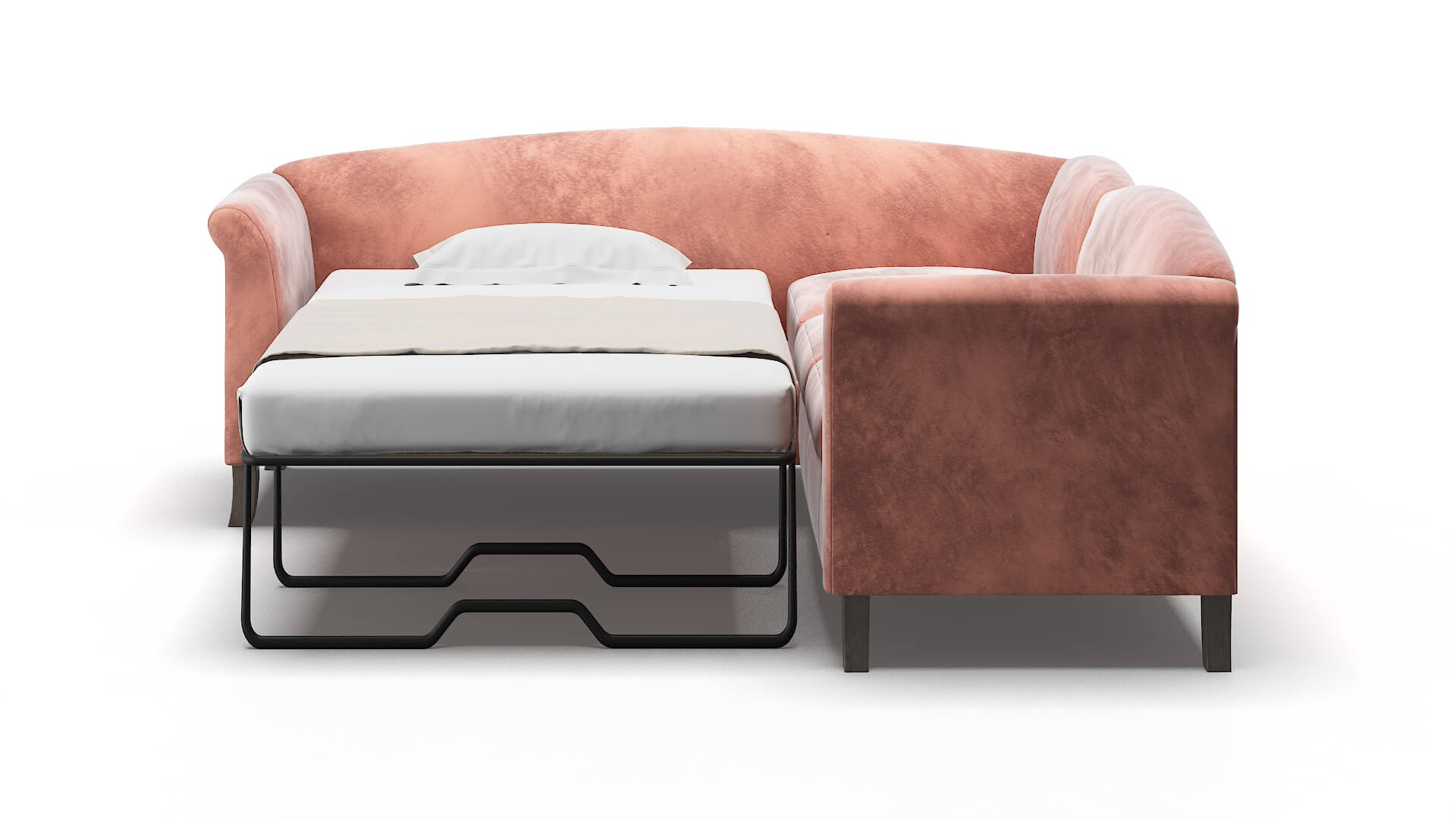 Crete Royale Blush Sectional Sleeper Espresso legs 1