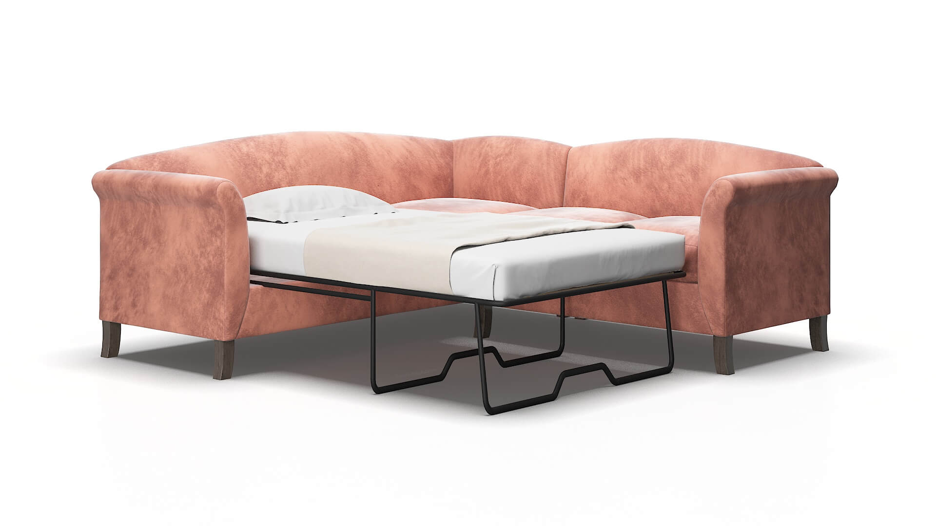 Crete Royale blush Sectional sleeper Espresso Legs  2