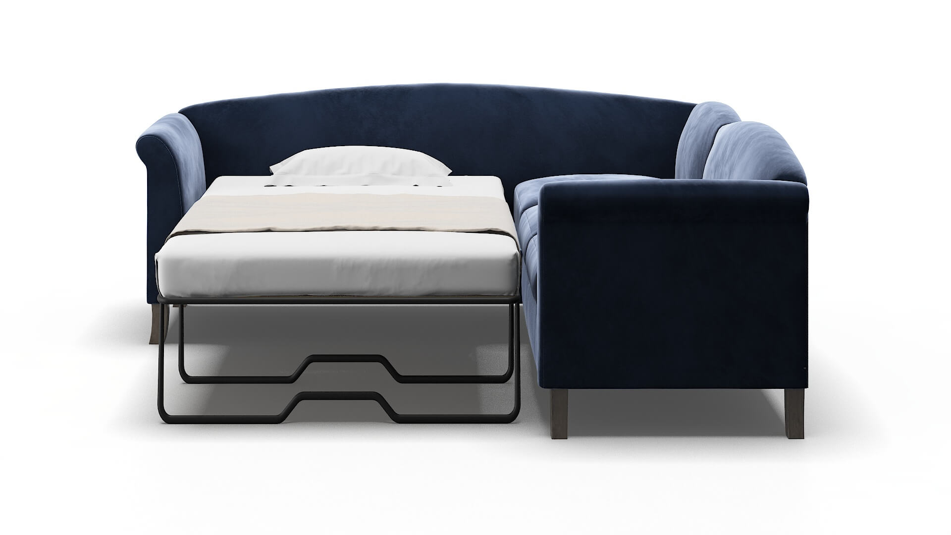 Crete Royale Cobalt Sectional Sleeper Espresso legs 1