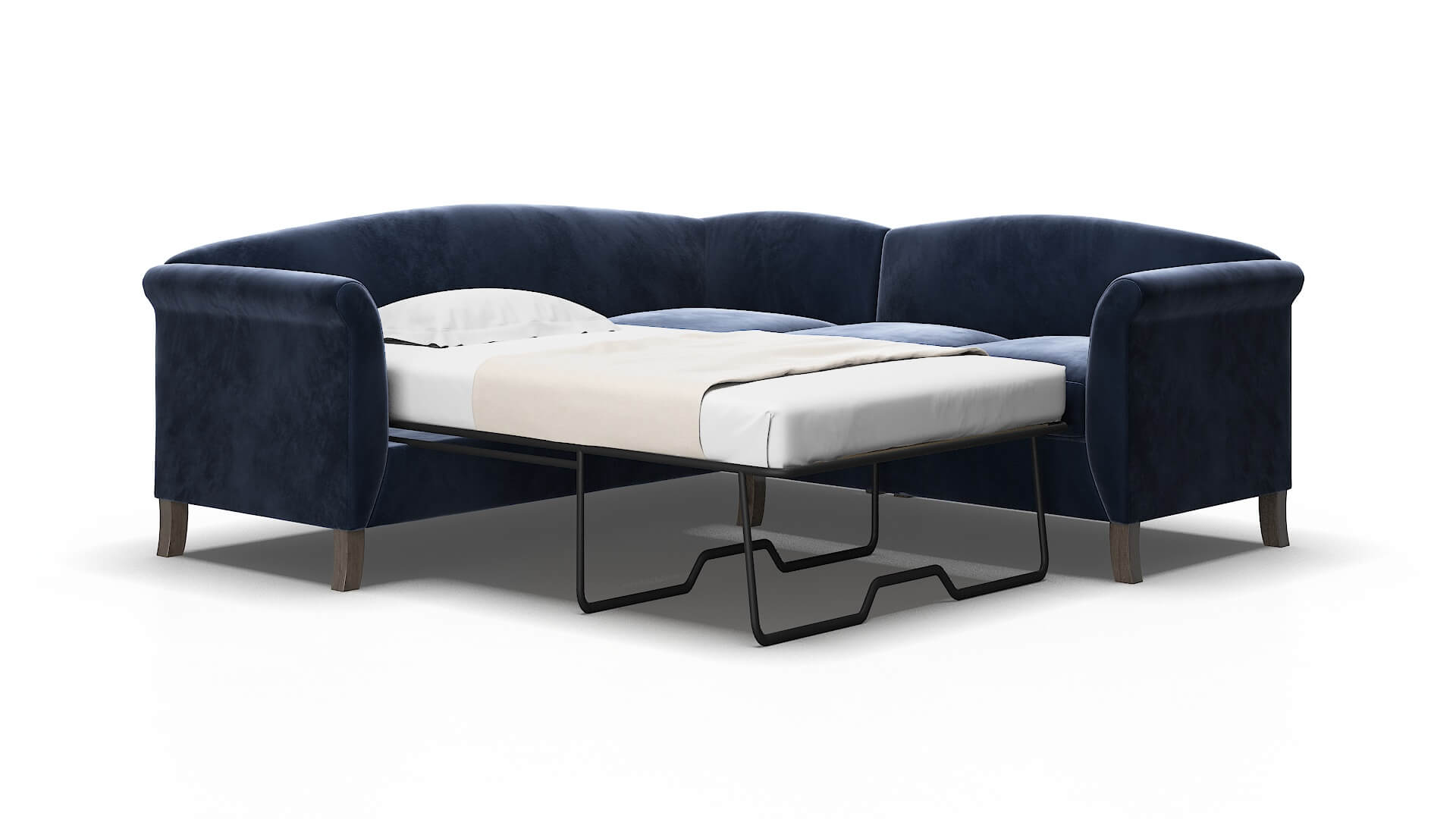 Crete Royale cobalt Sectional sleeper Espresso Legs  2