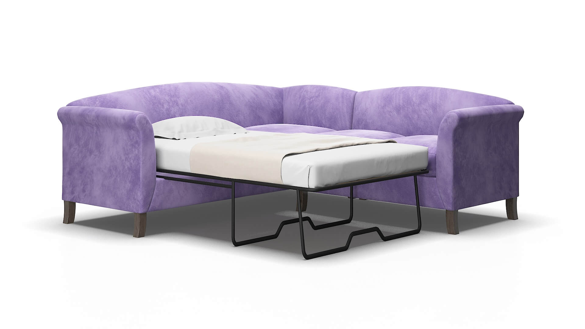 Crete Royale lavender Sectional sleeper Espresso Legs  2