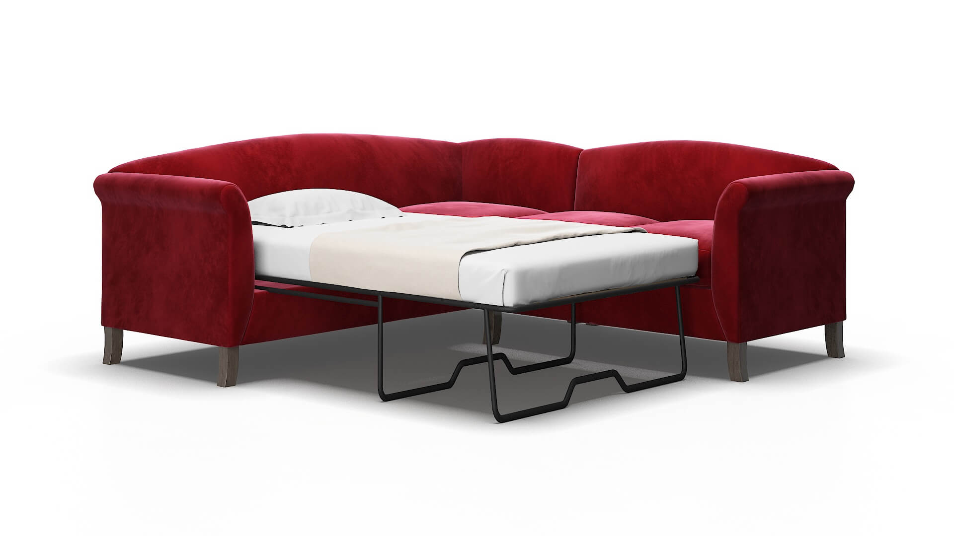 Crete Royale ruby Sectional sleeper Espresso Legs  2