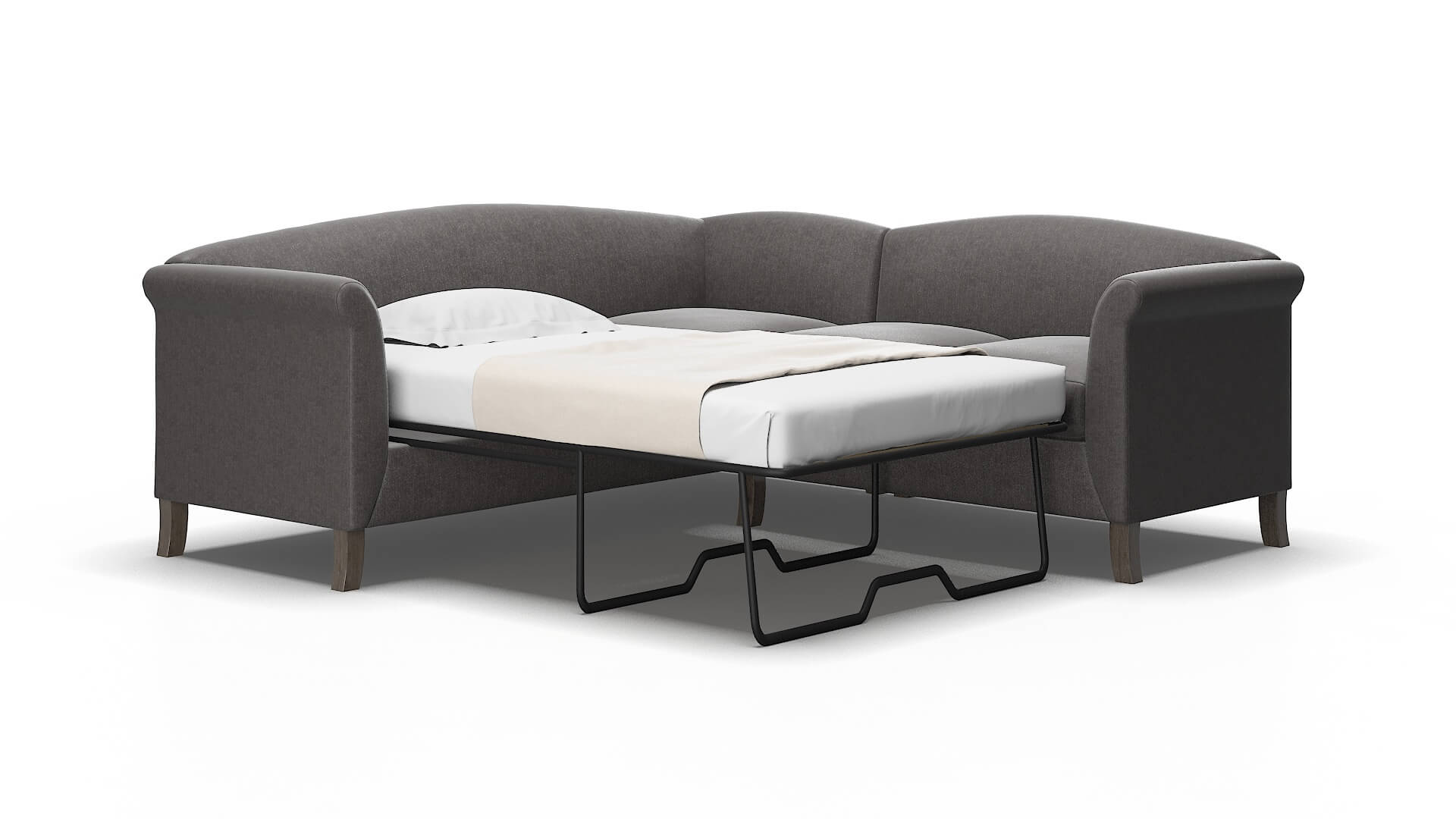 Crete Sasha Grey Sectional Sleeper Espresso legs 2