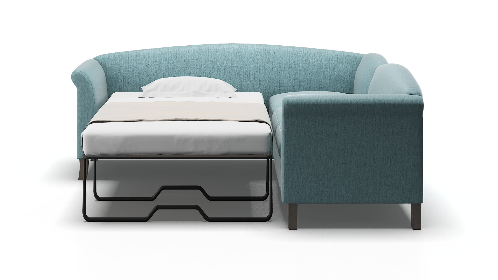 Crete Sasha Teal Sectional Sleeper Espresso legs 1