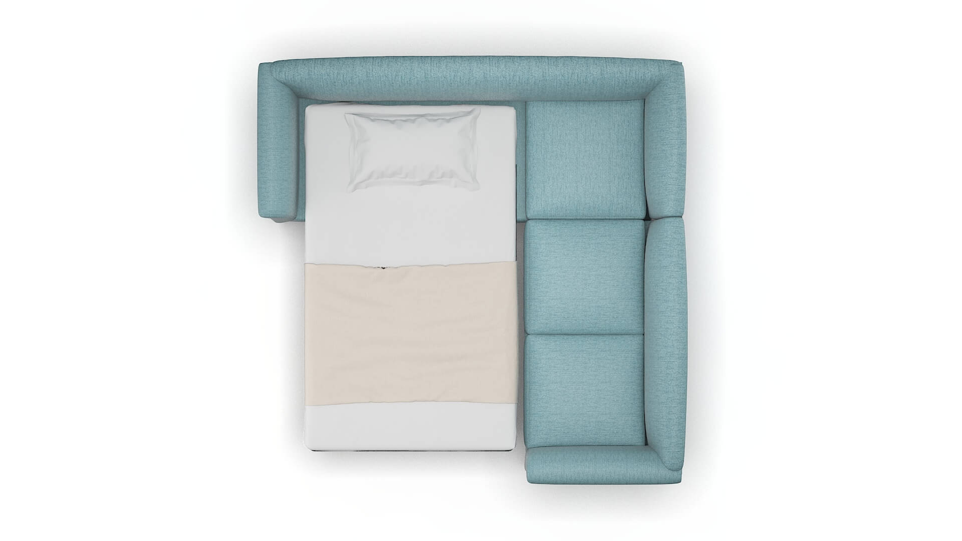 Crete Sasha Teal Sectional Sleeper Espresso legs 3
