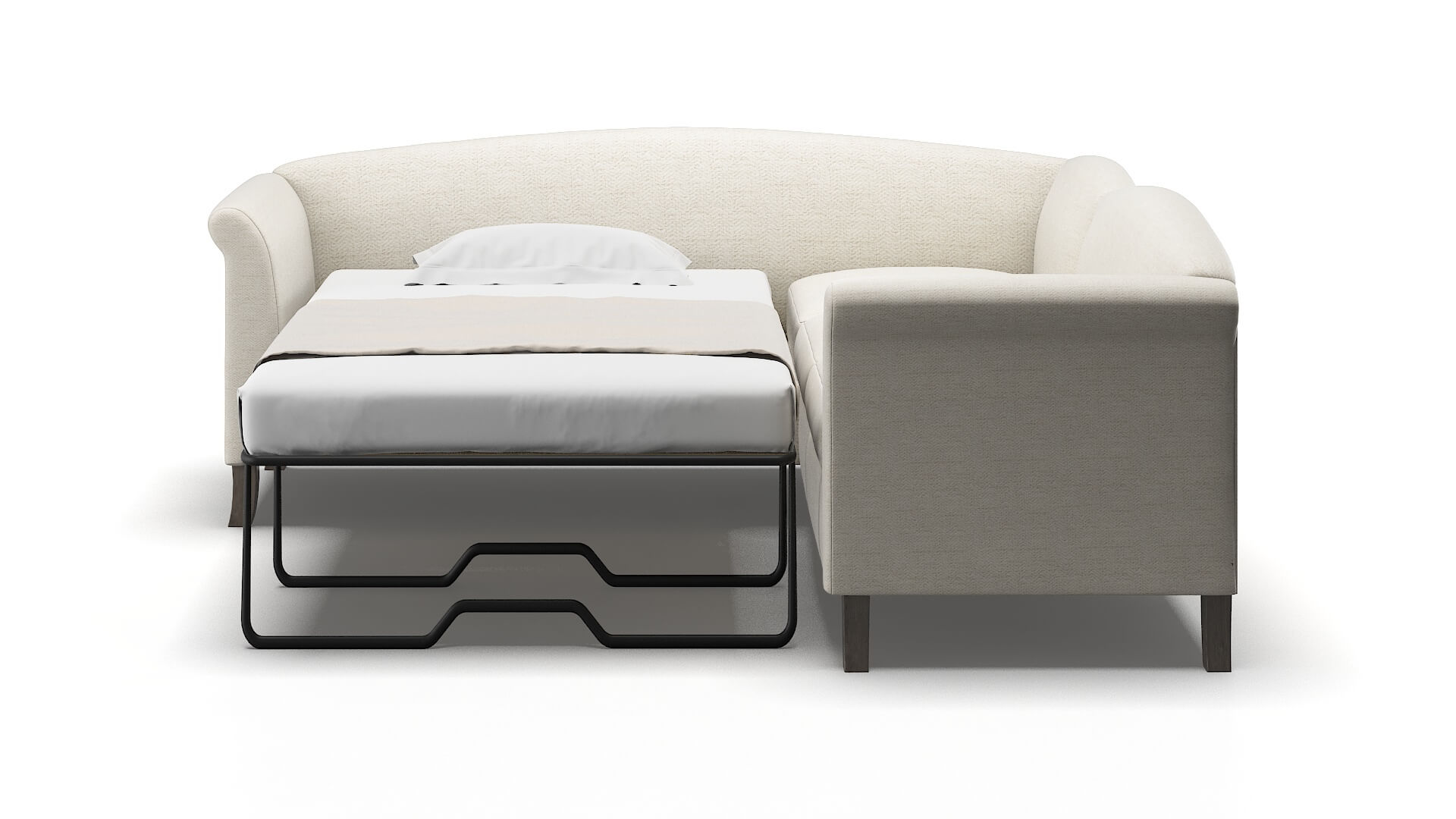 Crete Venus Cream Sectional Sleeper Espresso legs 1