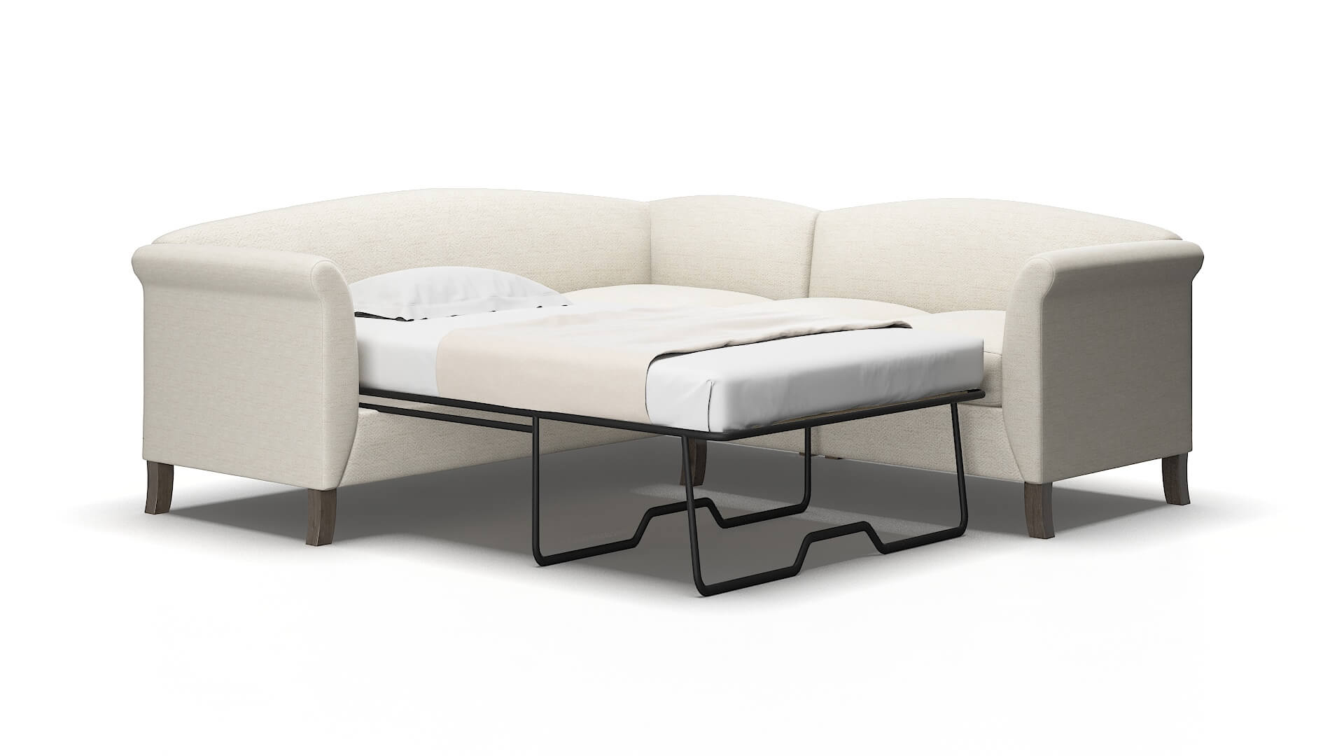 Crete Venus Cream Sectional Sleeper Espresso legs 2