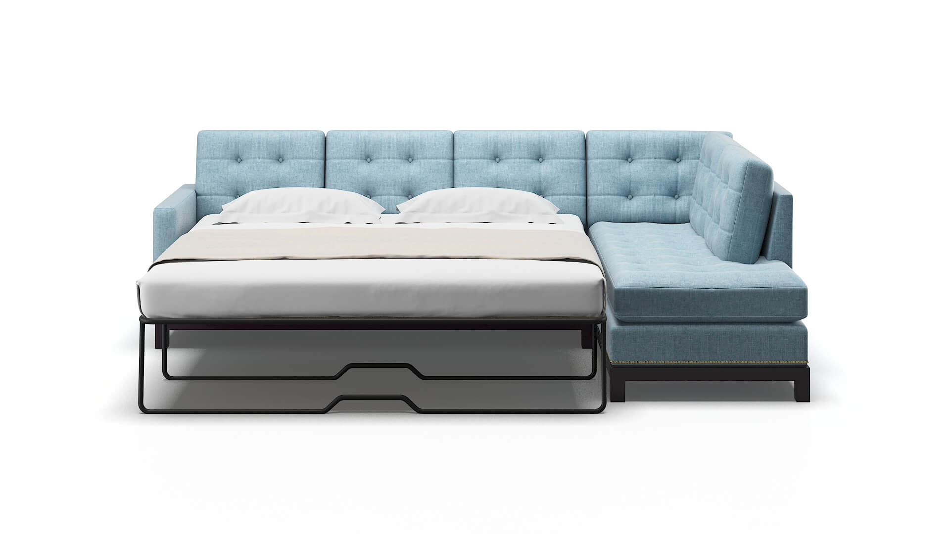 Davos Atlas Turquoise Panel Sleeper Espresso legs 1