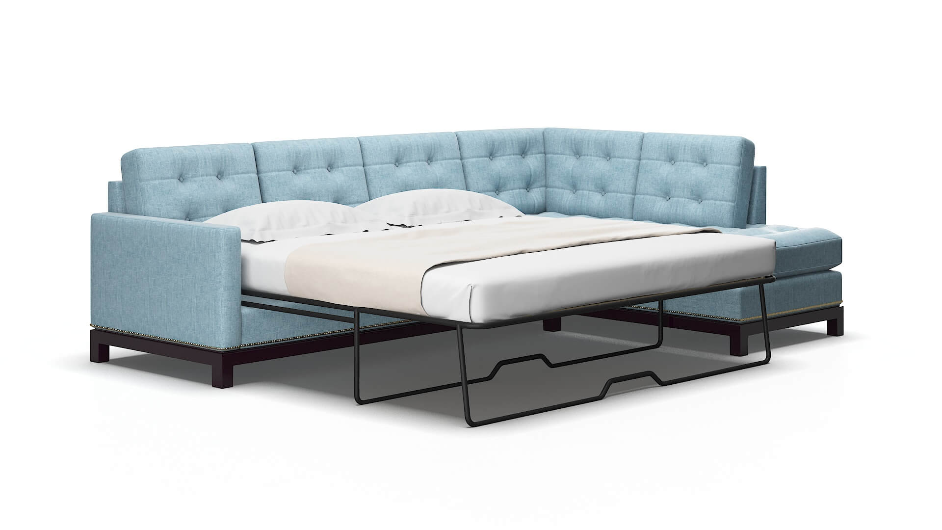 Davos Atlas Turquoise Panel Sleeper Espresso legs 2