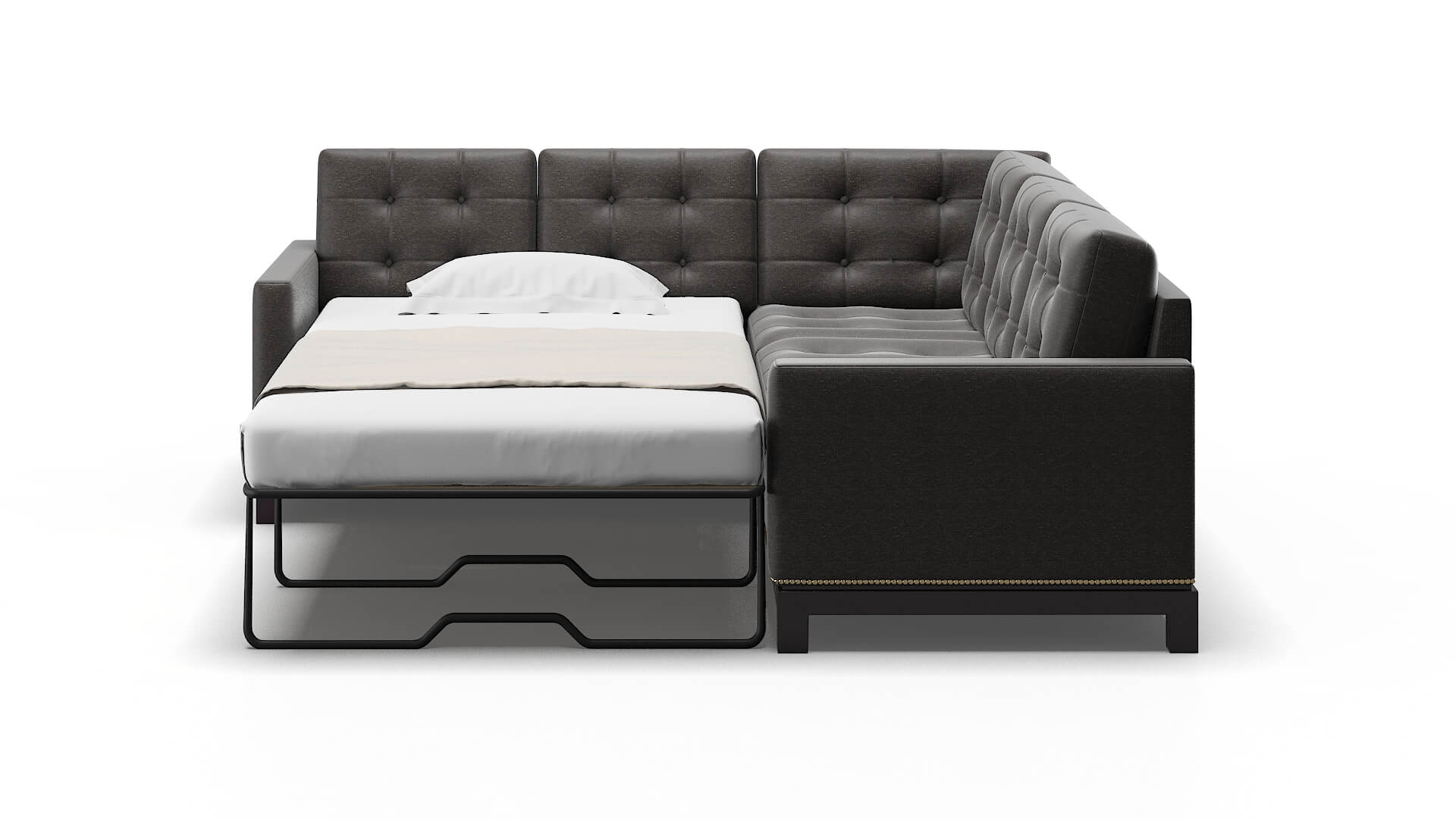 Davos Avenger Denim Sectional Sleeper Espresso legs 1