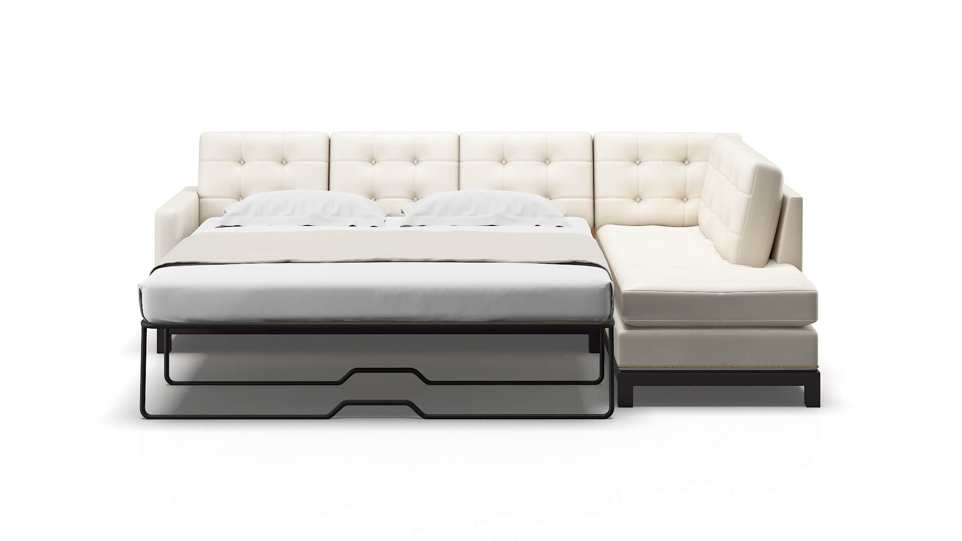 Davos Blanche Milky Panel Sleeper Espresso legs 1