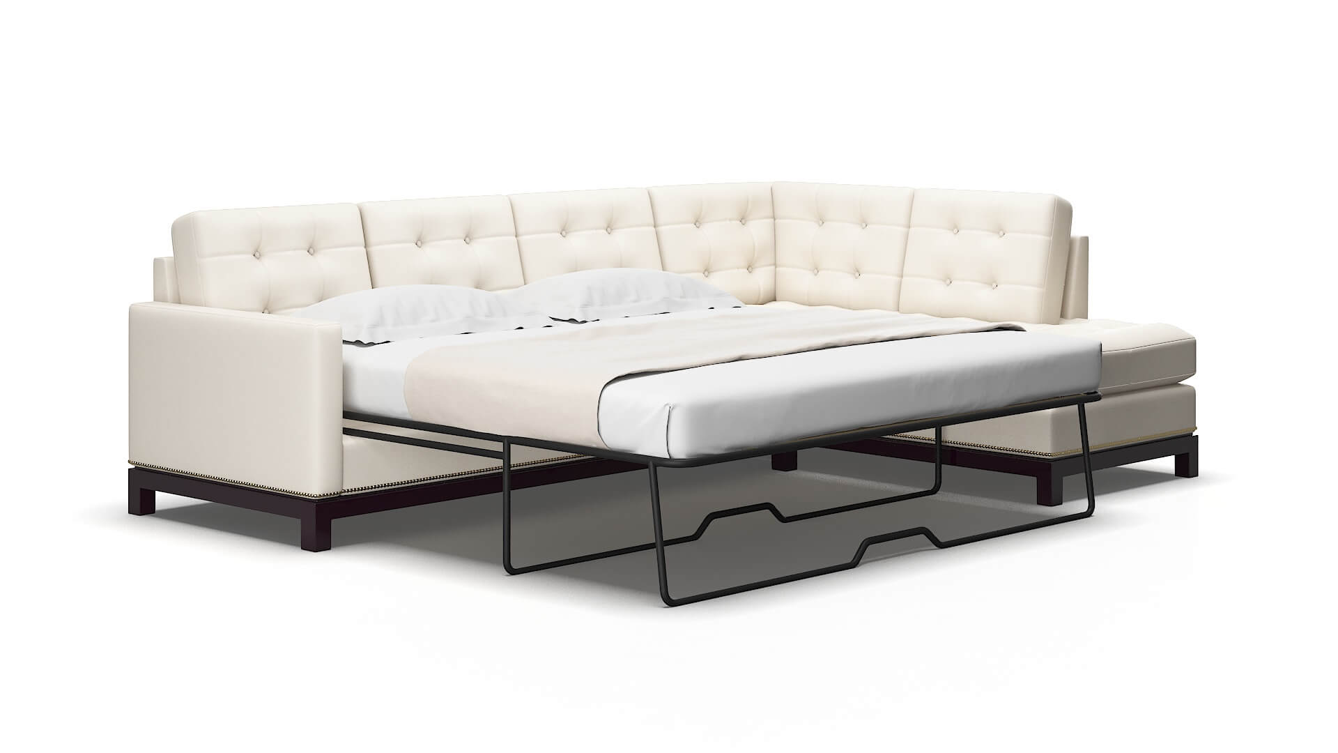 Davos Blanche milky Panel sleeper Espresso Legs  2