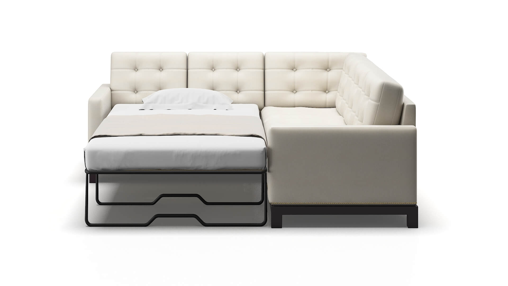 Davos Bungalow Ivory Sectional Sleeper Espresso legs 1