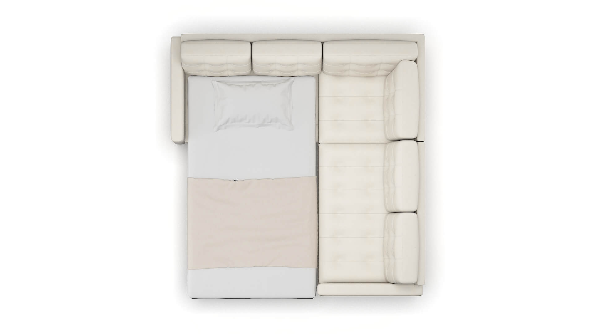 Davos Bungalow Ivory Sectional Sleeper Espresso legs 3