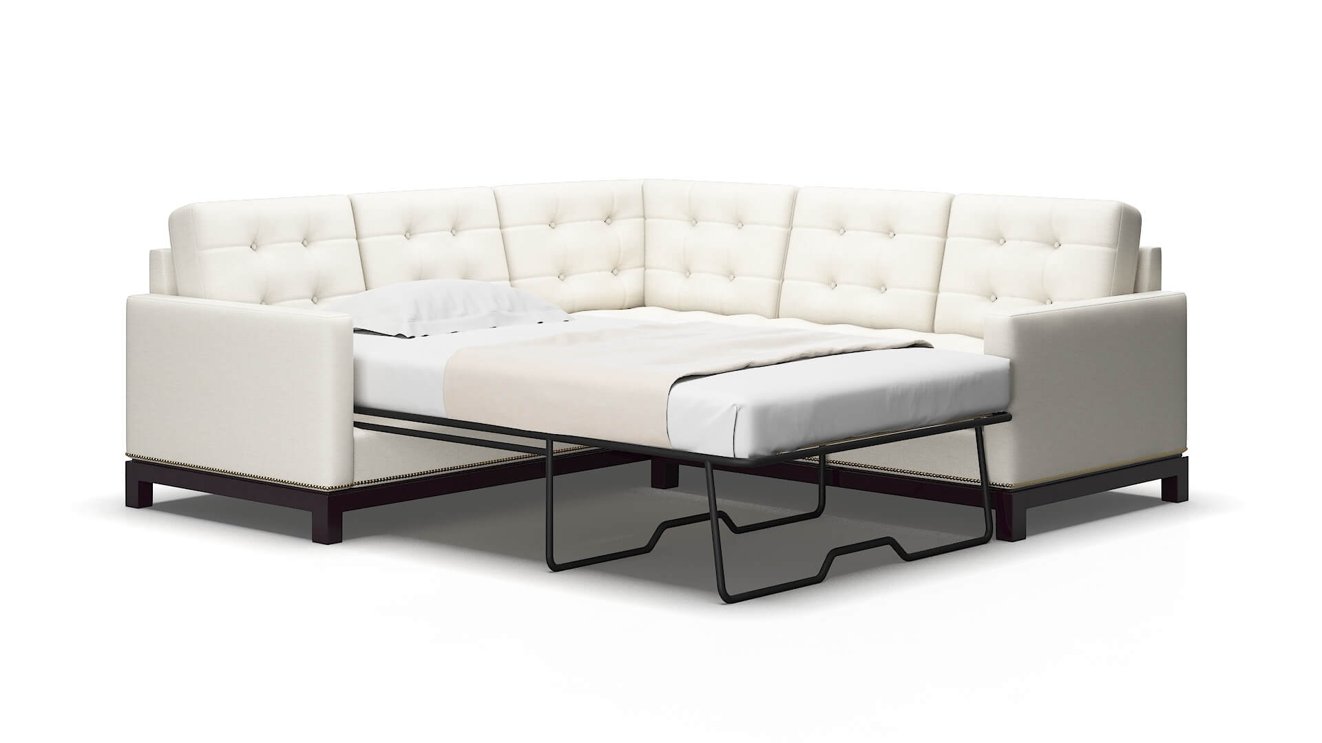 Davos Catalina Ivory Sectional Sleeper espresso legs 2