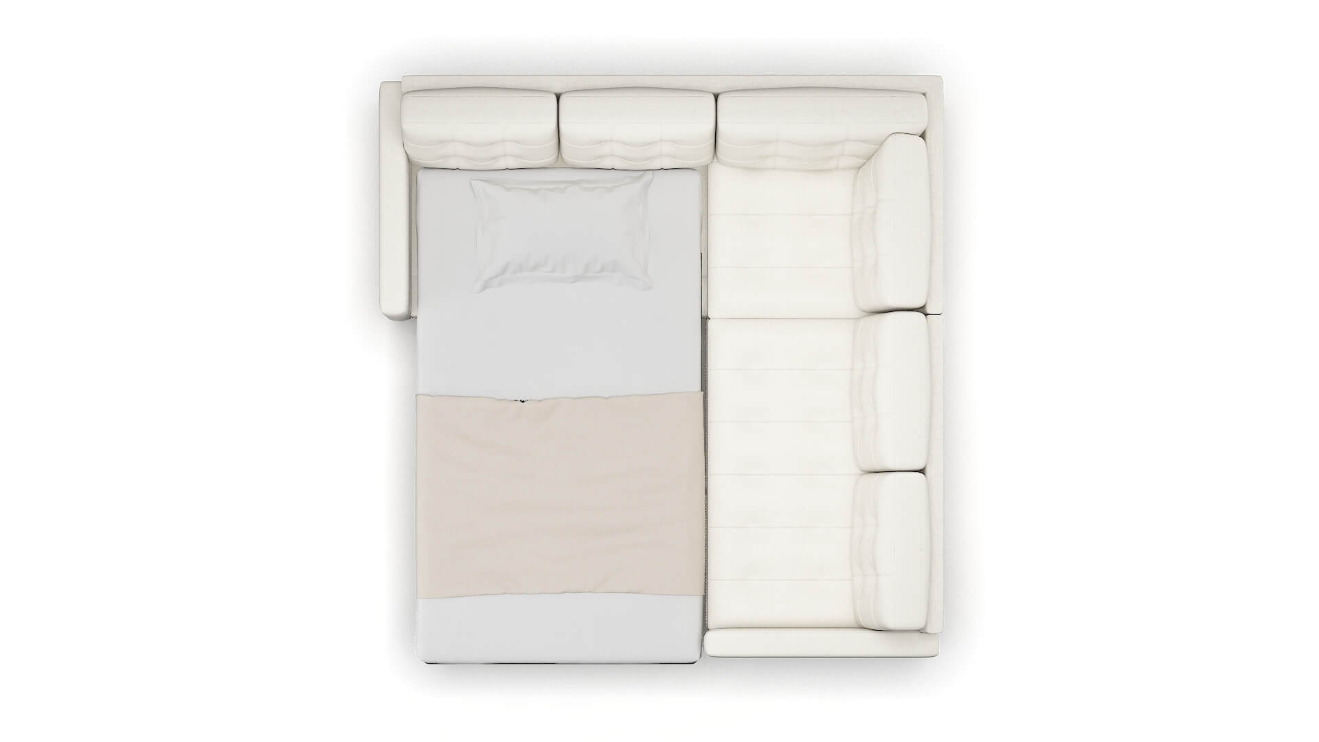 Davos Catalina Ivory Sectional Sleeper Espresso legs 3