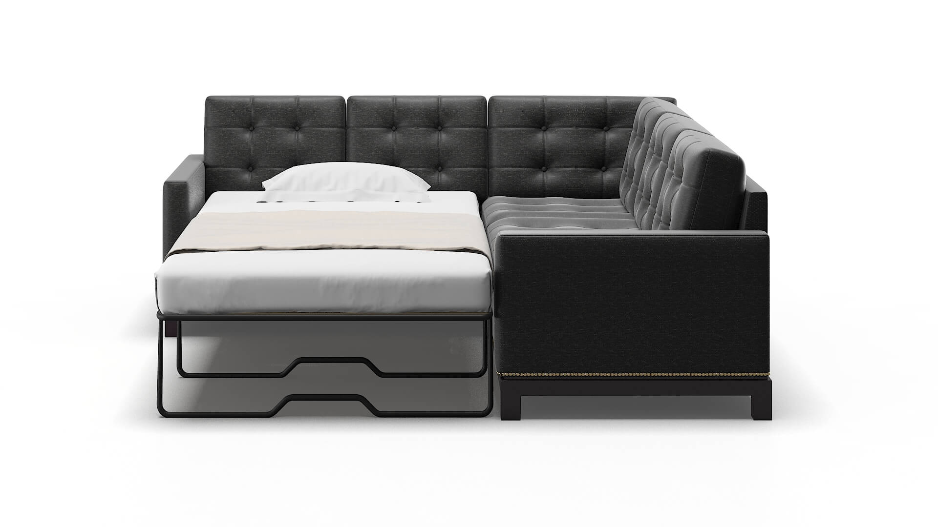 Davos Chance Denim Sectional Sleeper Espresso legs 1