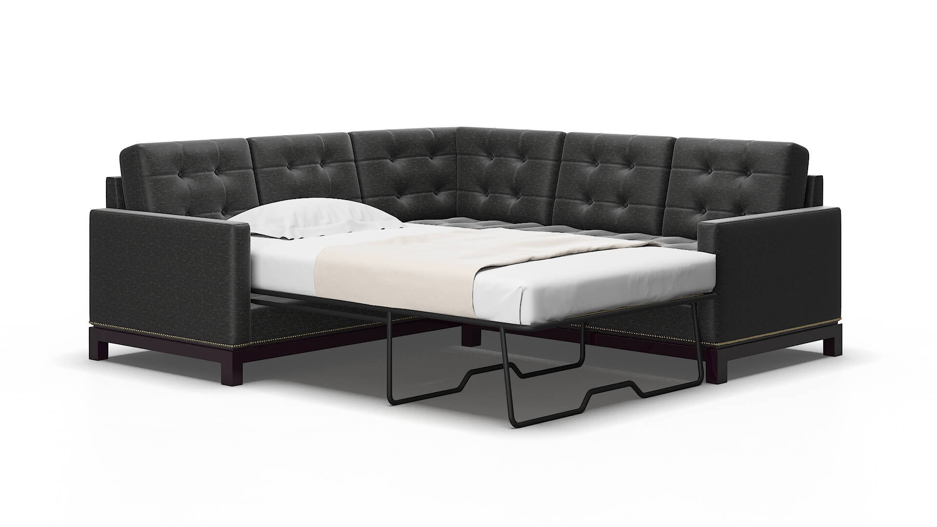 Davos Chance Denim Sectional Sleeper Espresso legs 2