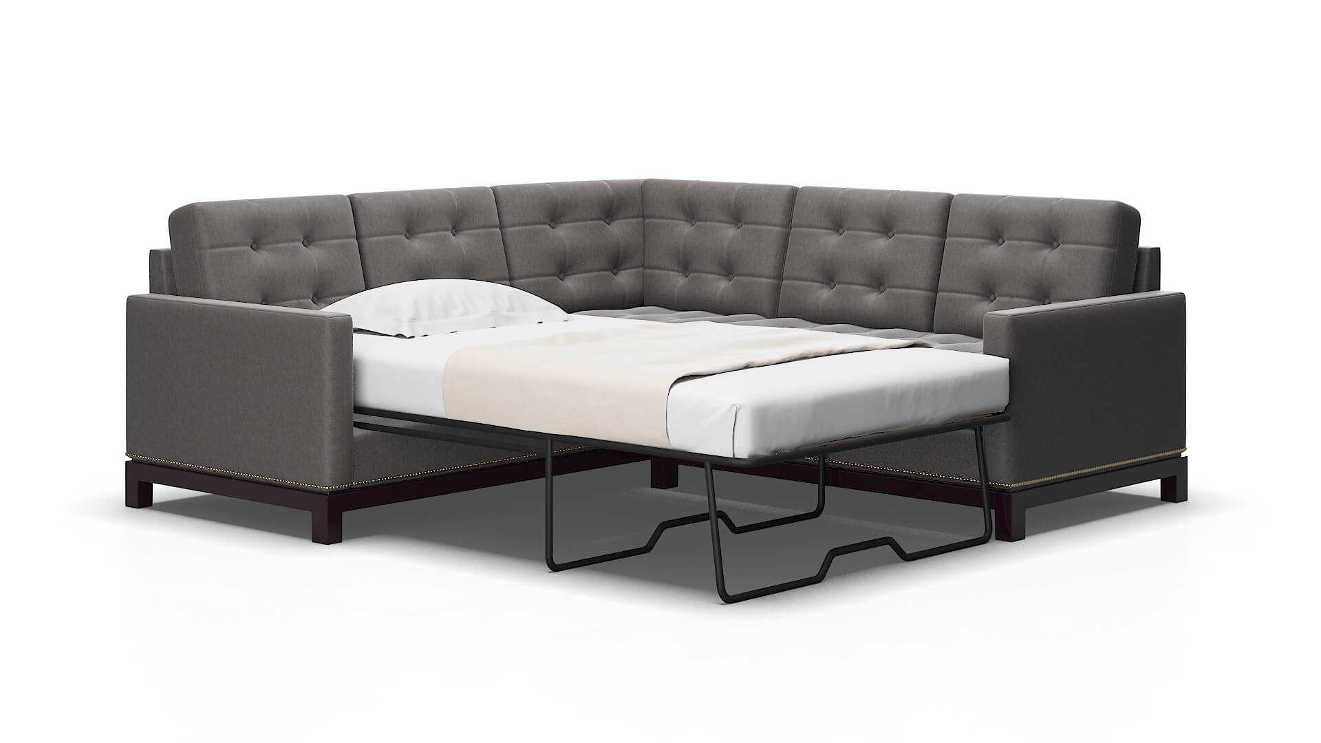 Davos Cosmo Charcoal Sectional Sleeper Espresso legs 2