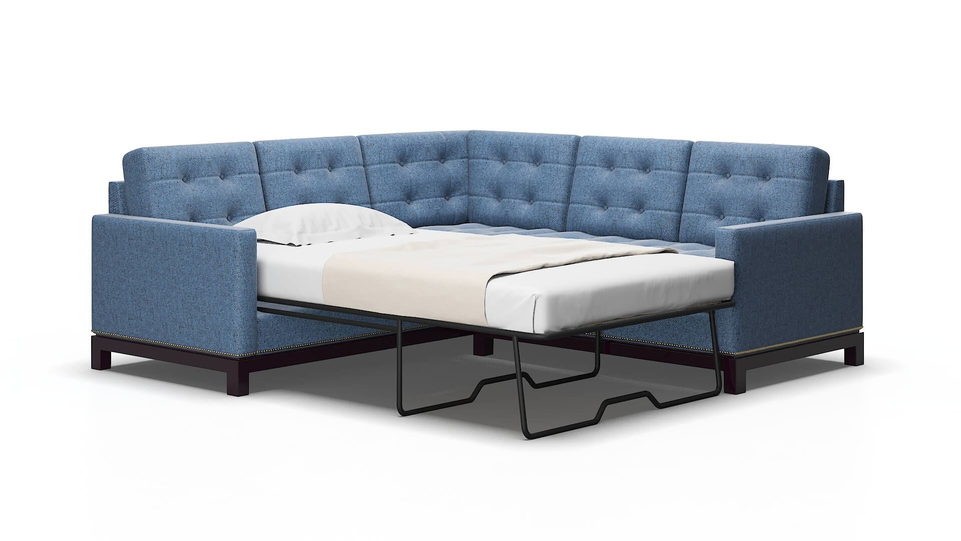 Davos Derby navy Sectional sleeper Espresso Legs  2