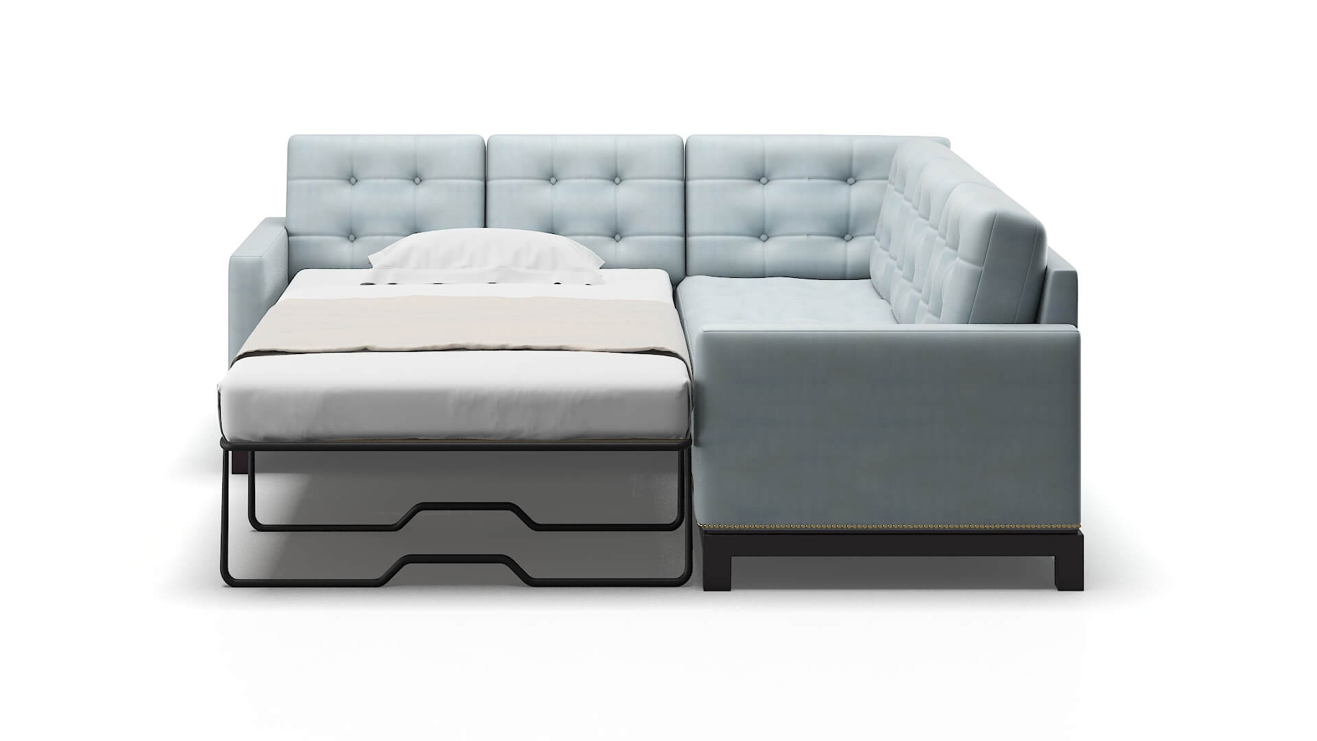 Davos Hathaway Aqua Sectional Sleeper Espresso legs 1