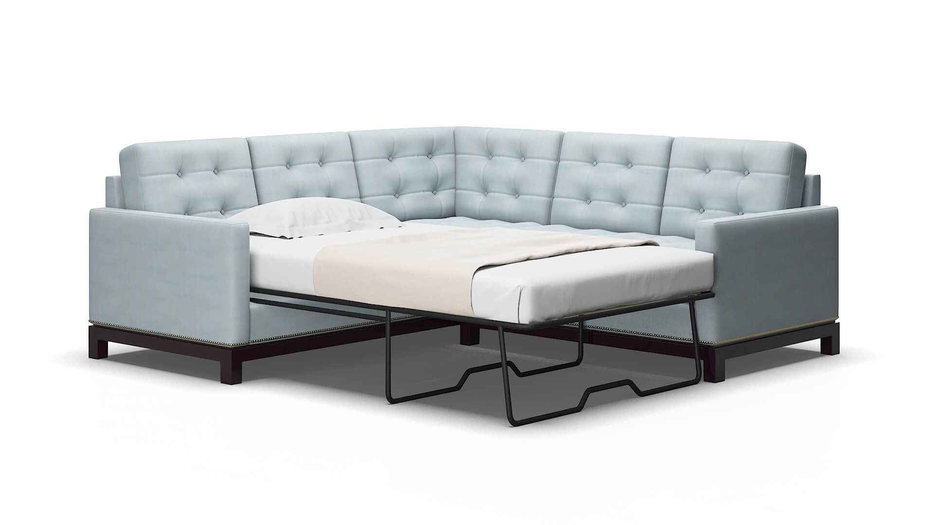 Davos Hathaway aqua Sectional sleeper Espresso Legs  2