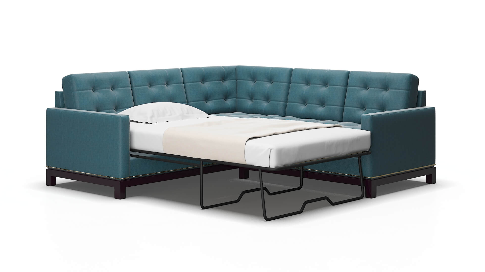 Davos Hepburn teal Sectional sleeper Espresso Legs  2