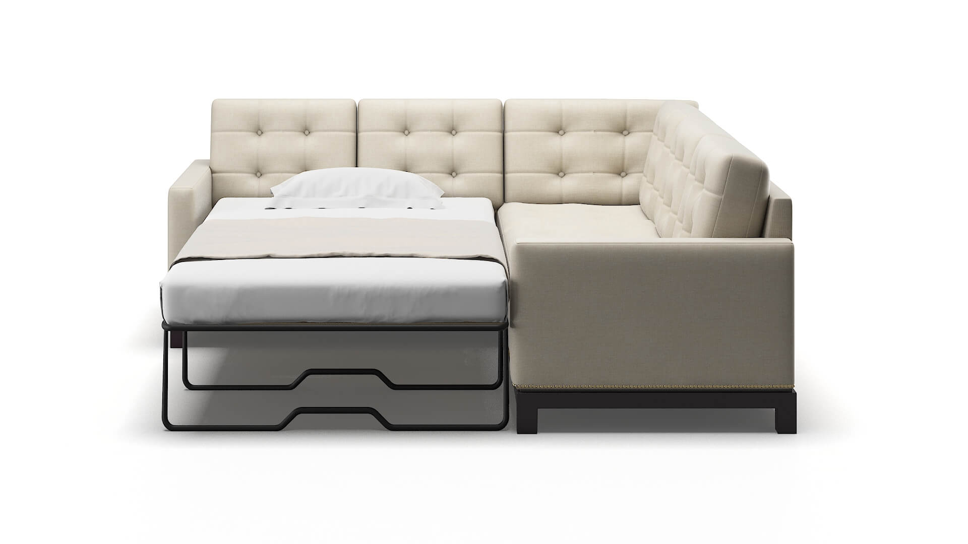 Davos Keylargo Almond Sectional Sleeper Espresso legs 1