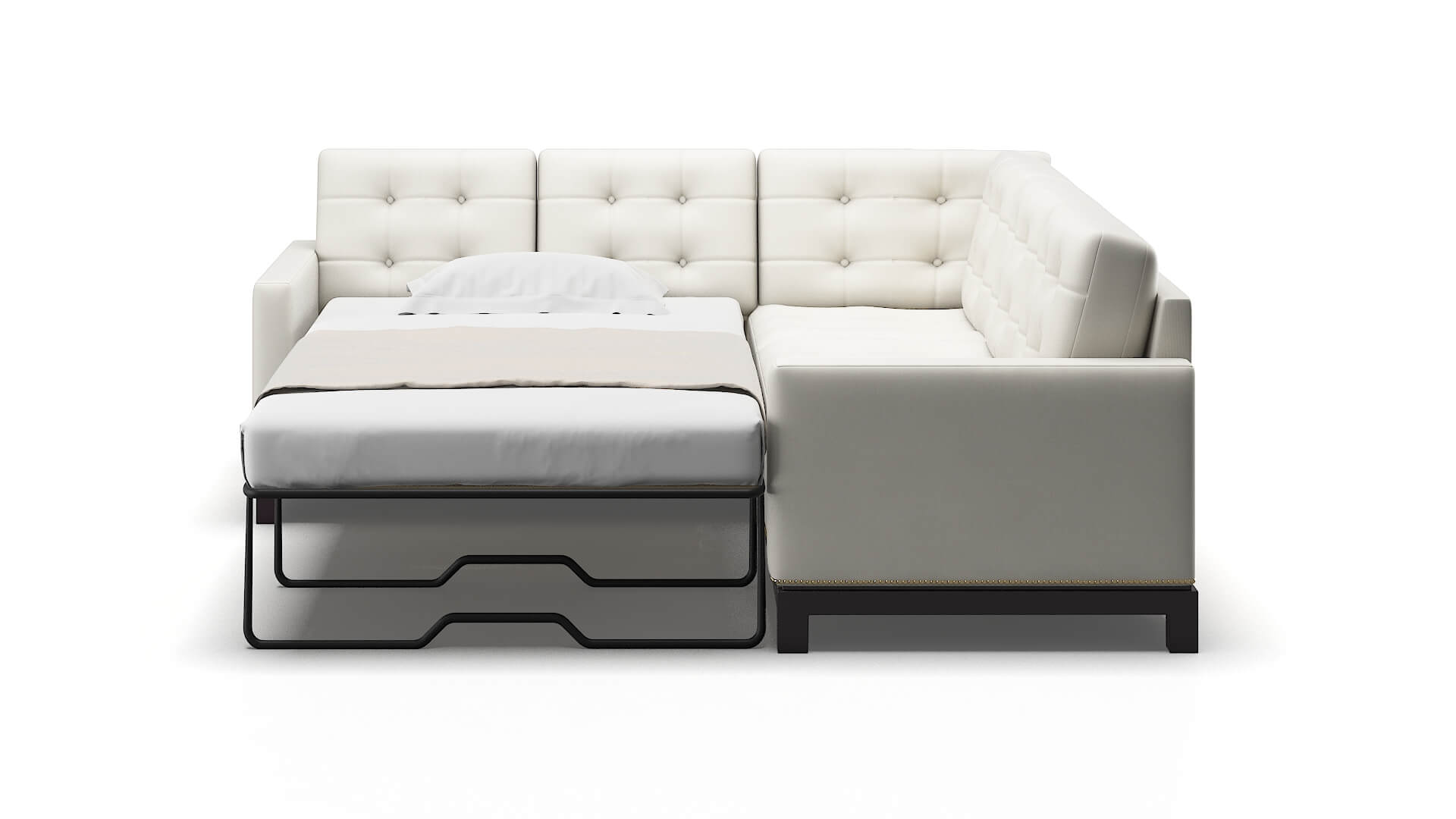 Davos Keylargo Oatmeal Sectional Sleeper Espresso legs 1