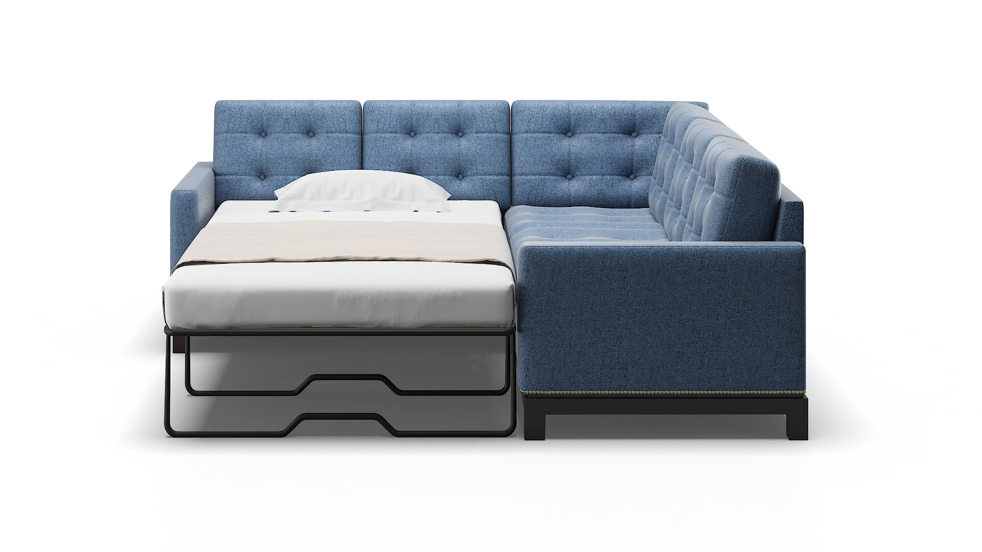 Davos Leslie Indigo Sectional Sleeper Espresso legs 1