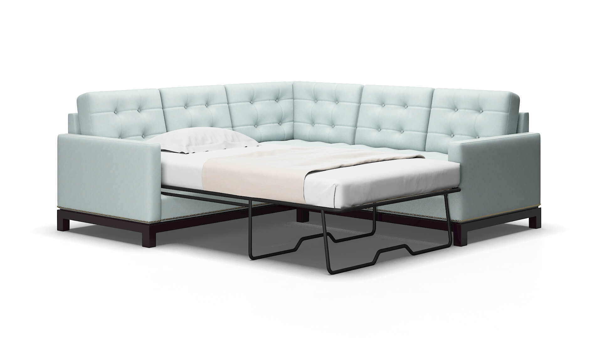 Davos Leslie Robins_egg Sectional Sleeper Espresso legs 2