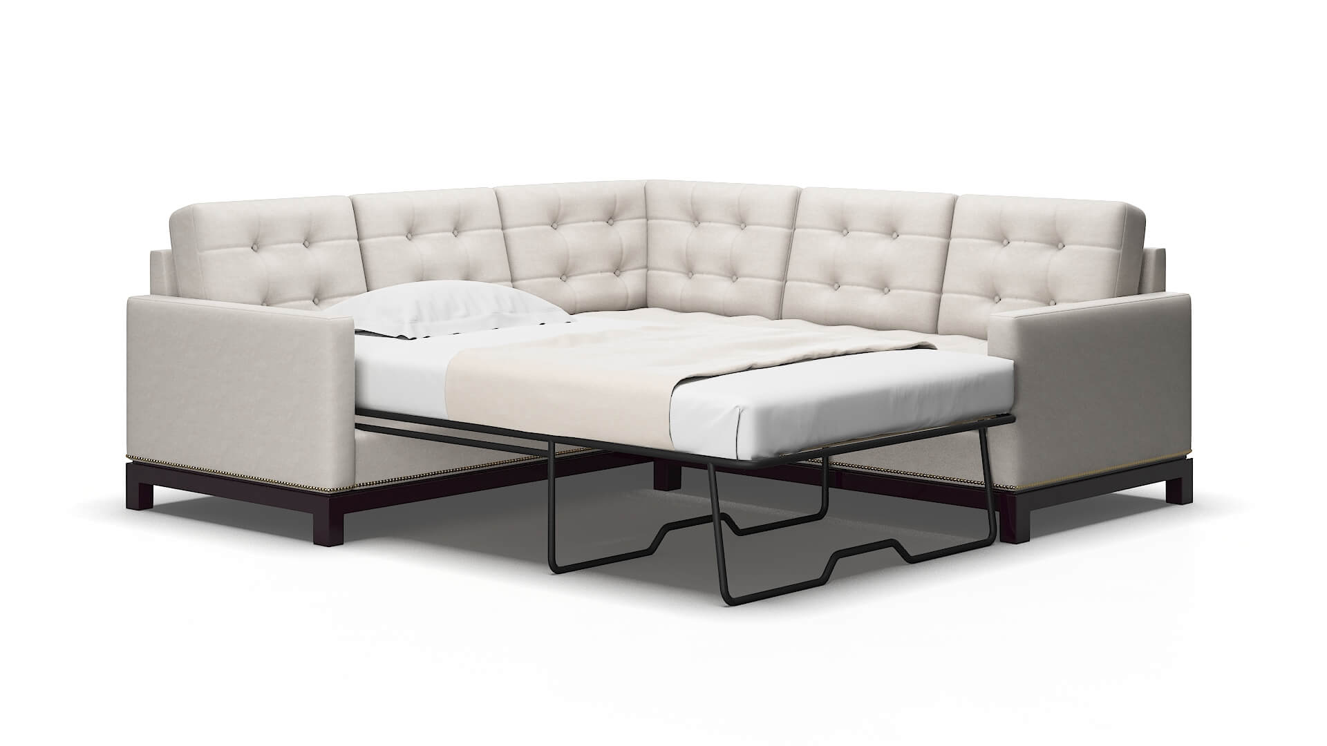 Davos Noble Grey Sectional Sleeper Espresso legs 2