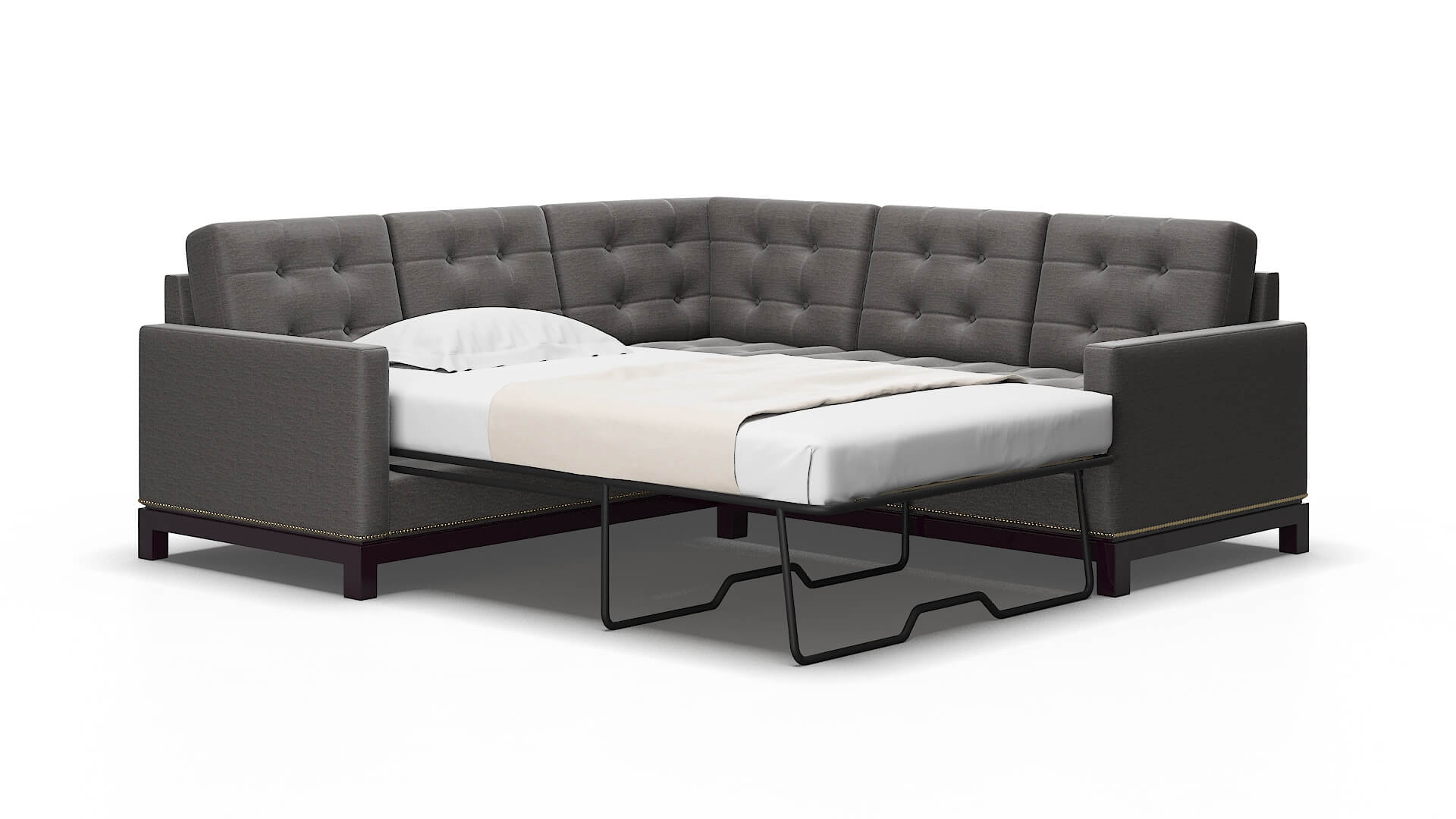 Davos Oscar charcoal Sectional sleeper Espresso Legs  2