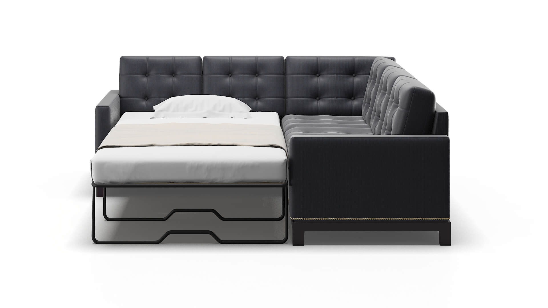 Davos Parker Midnight Sectional Sleeper Espresso legs 1